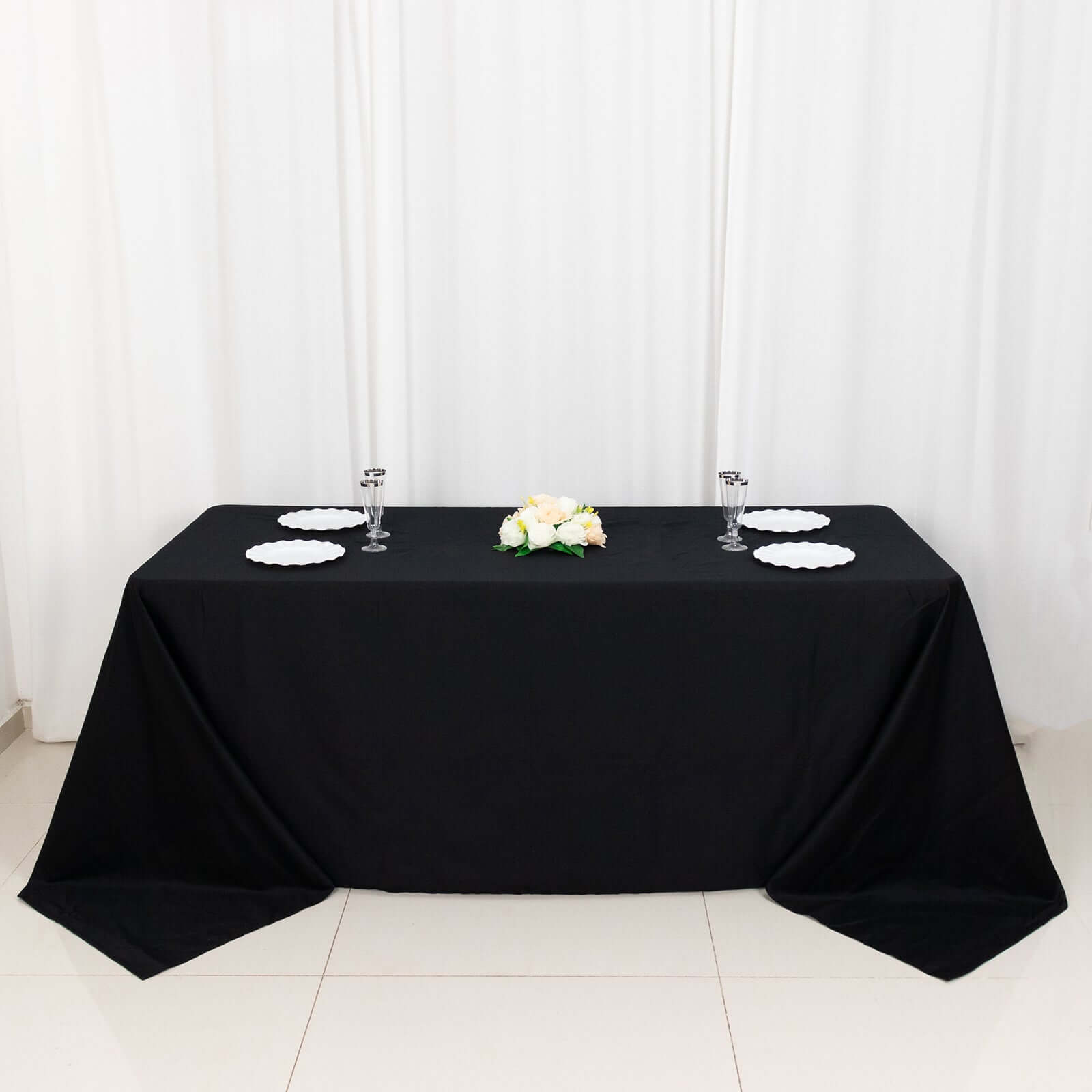 Black Seamless 100% Cotton Rectangle Tablecloth, 90x132, Soft & Breathable