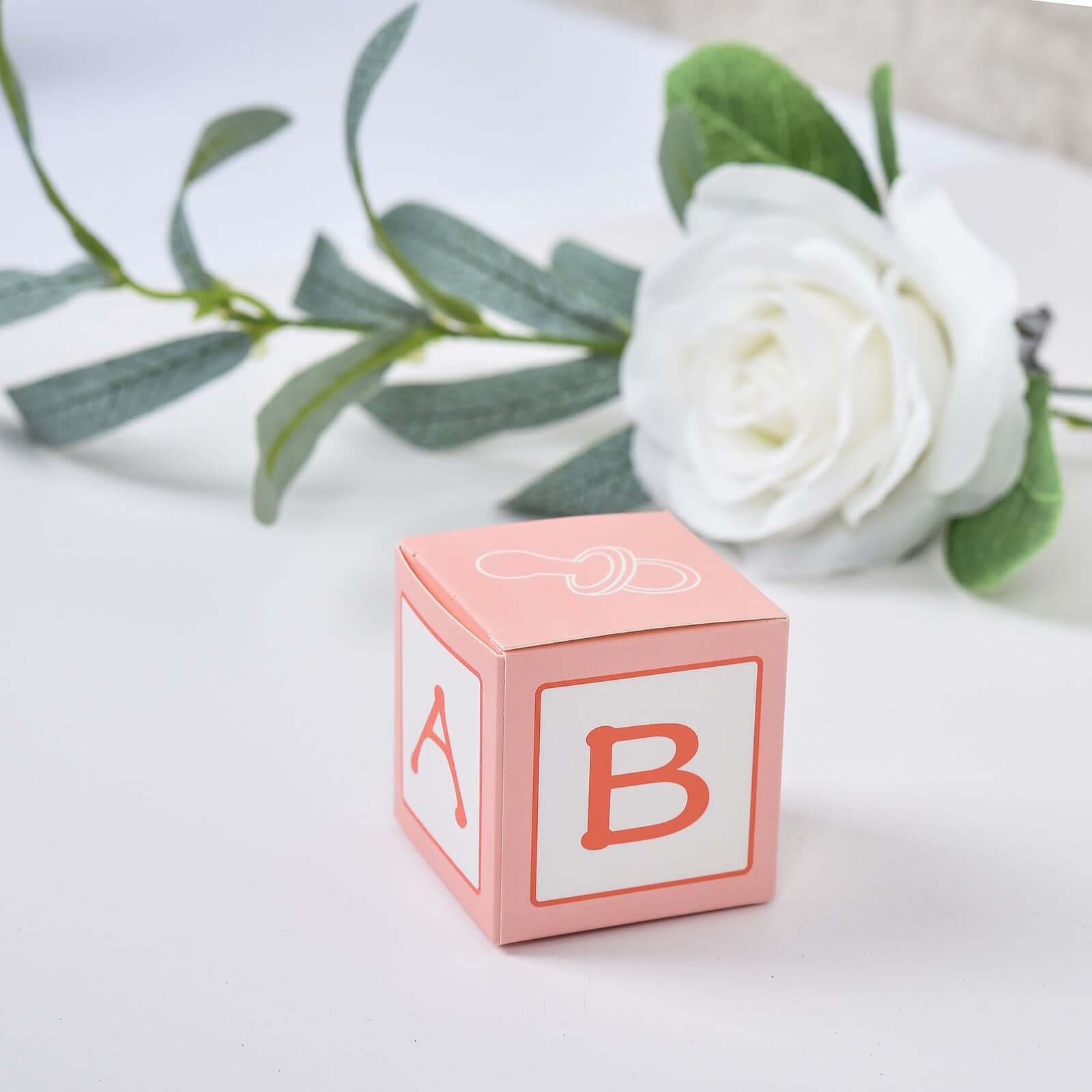 25-Piece Set of Pink Baby Shower Party Favor Candy Gift Boxes