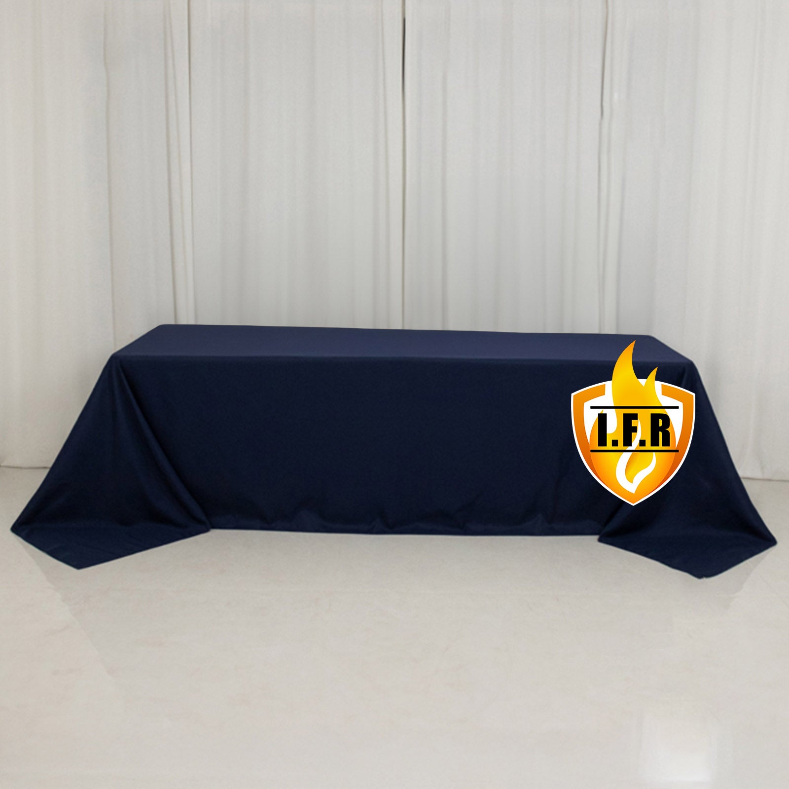 Navy Blue Premium Polyester Fire Retardant 90x156 Rectangular Tablecloth - Ideal for Events