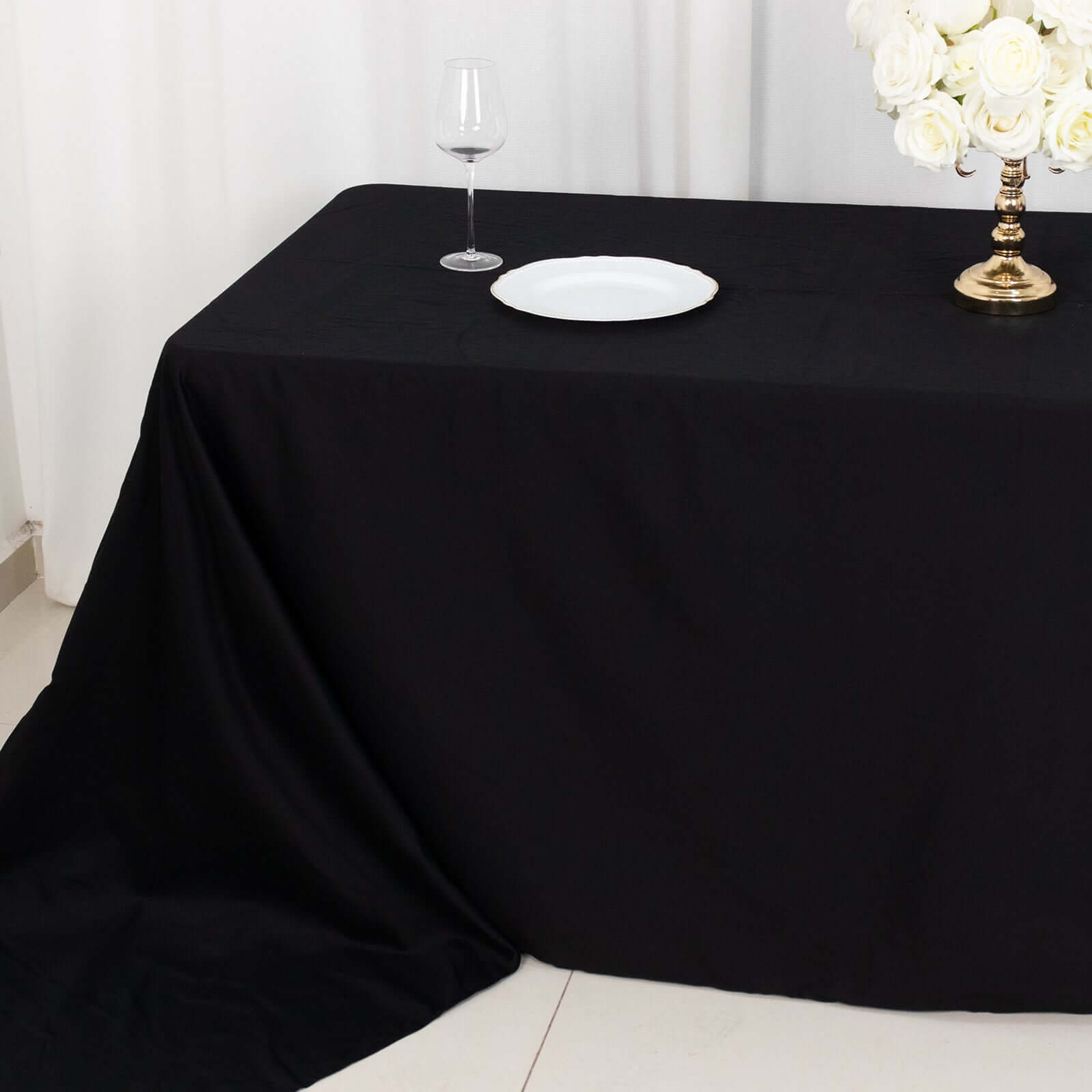 Exclusive Black 100% Cotton Seamless Tablecloth, 90x156