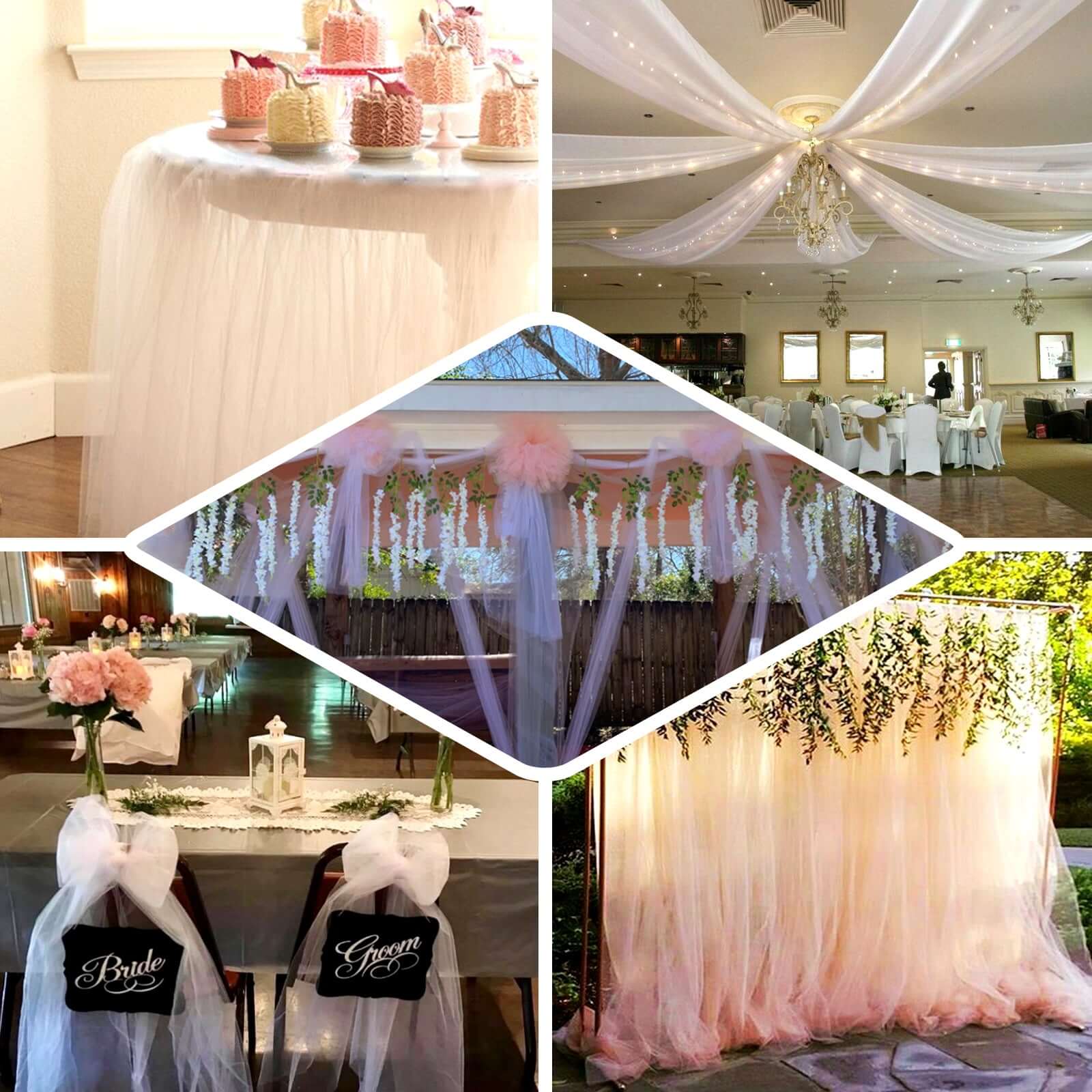 50-Yard Blush Tulle Fabric Bolt, 108 Inches Wide, Ideal for DIY Crafts