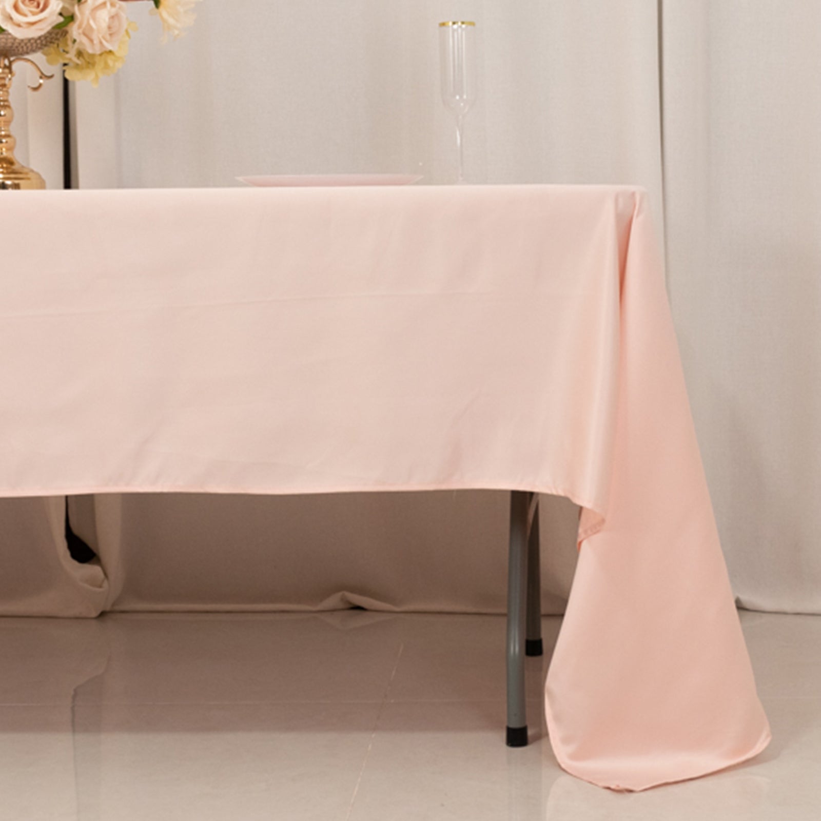Blush Lamour Satin Rectangle Tablecloth - Soft & Durable, Ideal for Events