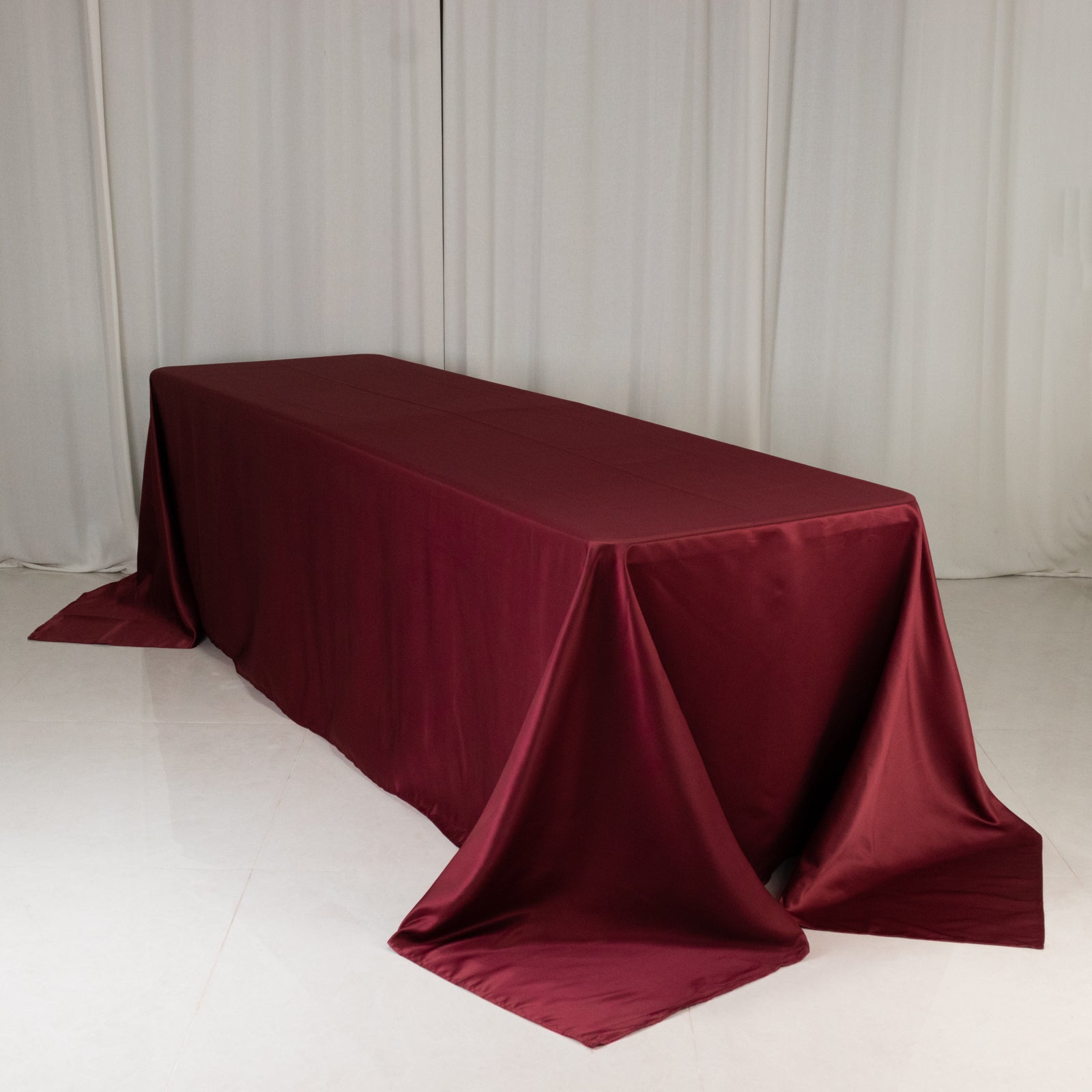 Exclusive Burgundy Lamour Satin Rectangle Tablecloth (90x156) - Soft & Seamless Luxury