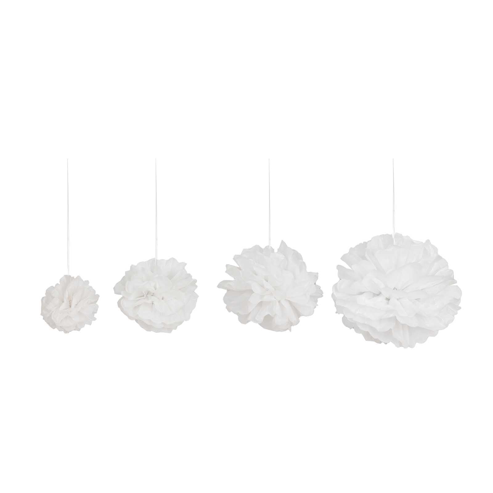Hot Sale! 6-Piece Set of White Paper Pom Pom Flower Balls for Ceiling and Wall Decorations