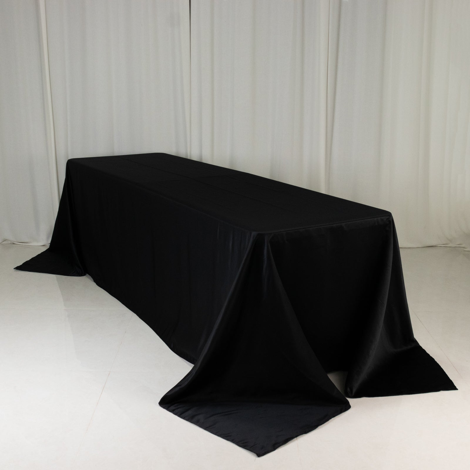 Black Lamour Satin Rectangle Tablecloth 90x156 - Luxurious & Soft for Stylish Events