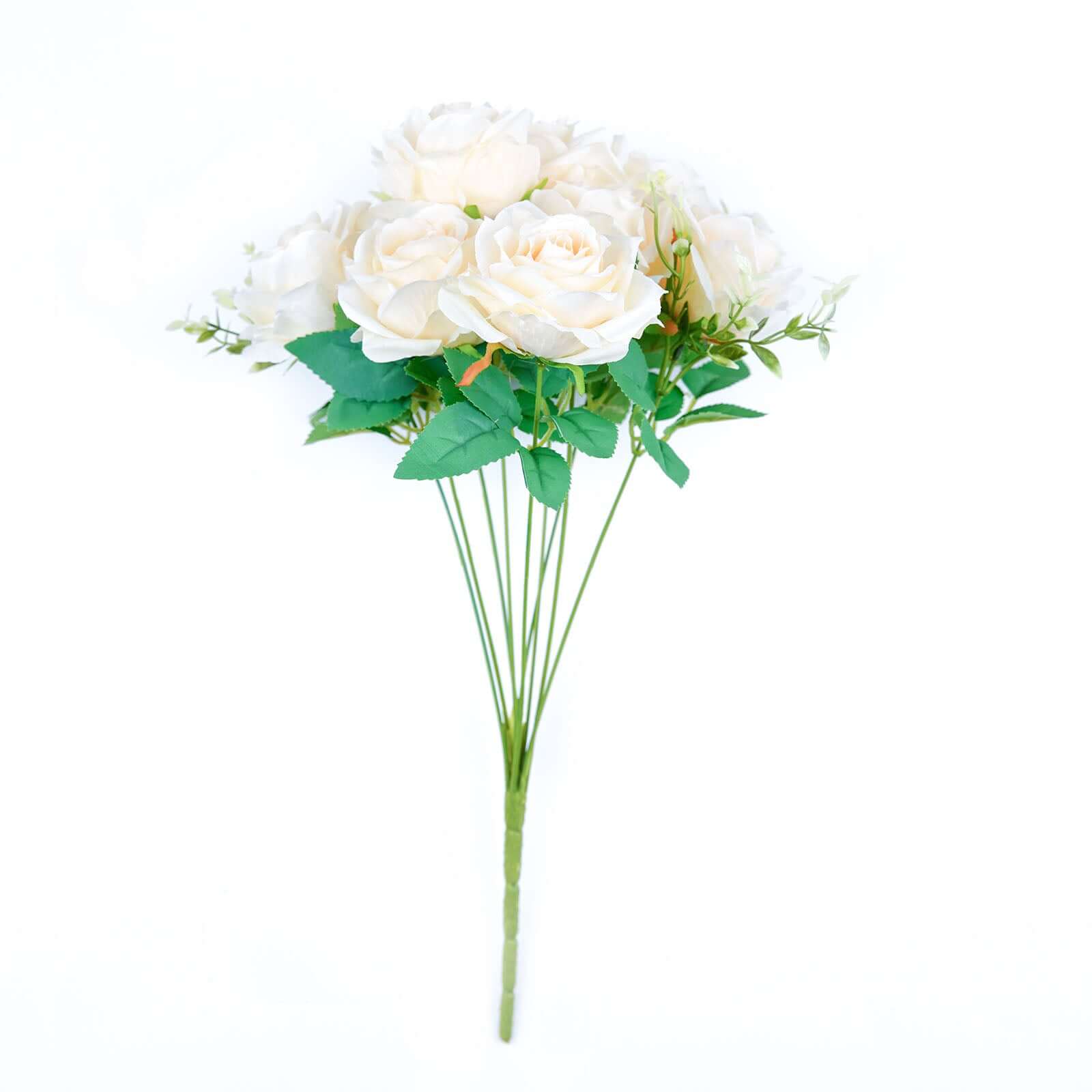 Hot Sale! 2 Bushes 18-Count Real Touch Cream Artificial Silk Rose Flower Bouquet