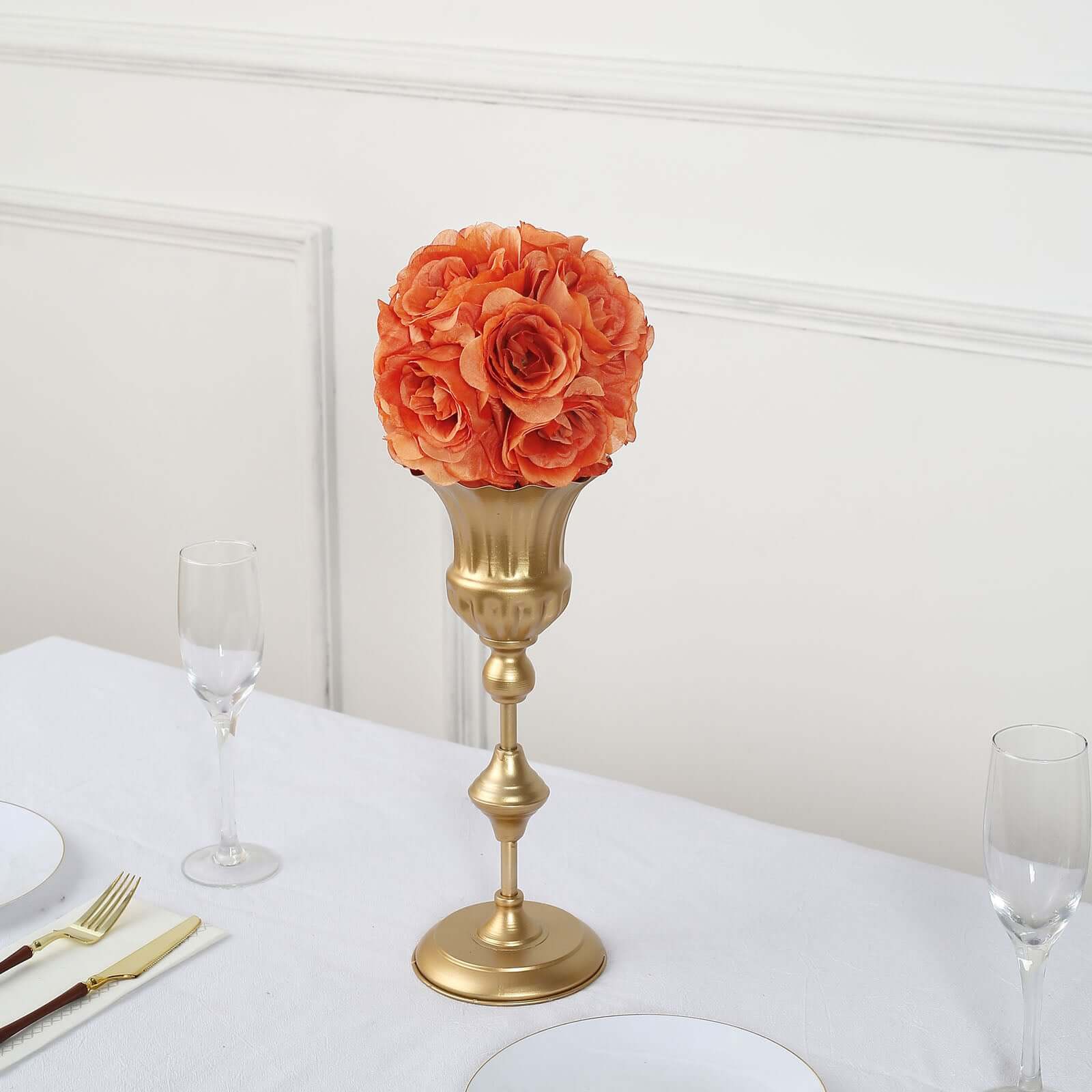 Special Offer: 2-Pack of 7-Inch Terracotta (Rust) Artificial Silk Rose Kissing Balls for Decor