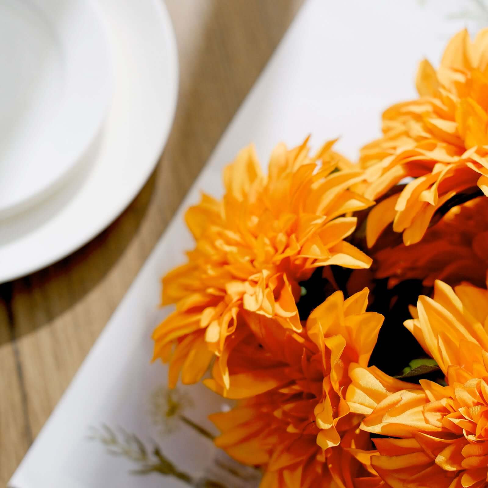 Hot Deal! 2 Bouquets of Orange Artificial Silk Dahlia Flower Spray Bushes - 20 Inches Tall
