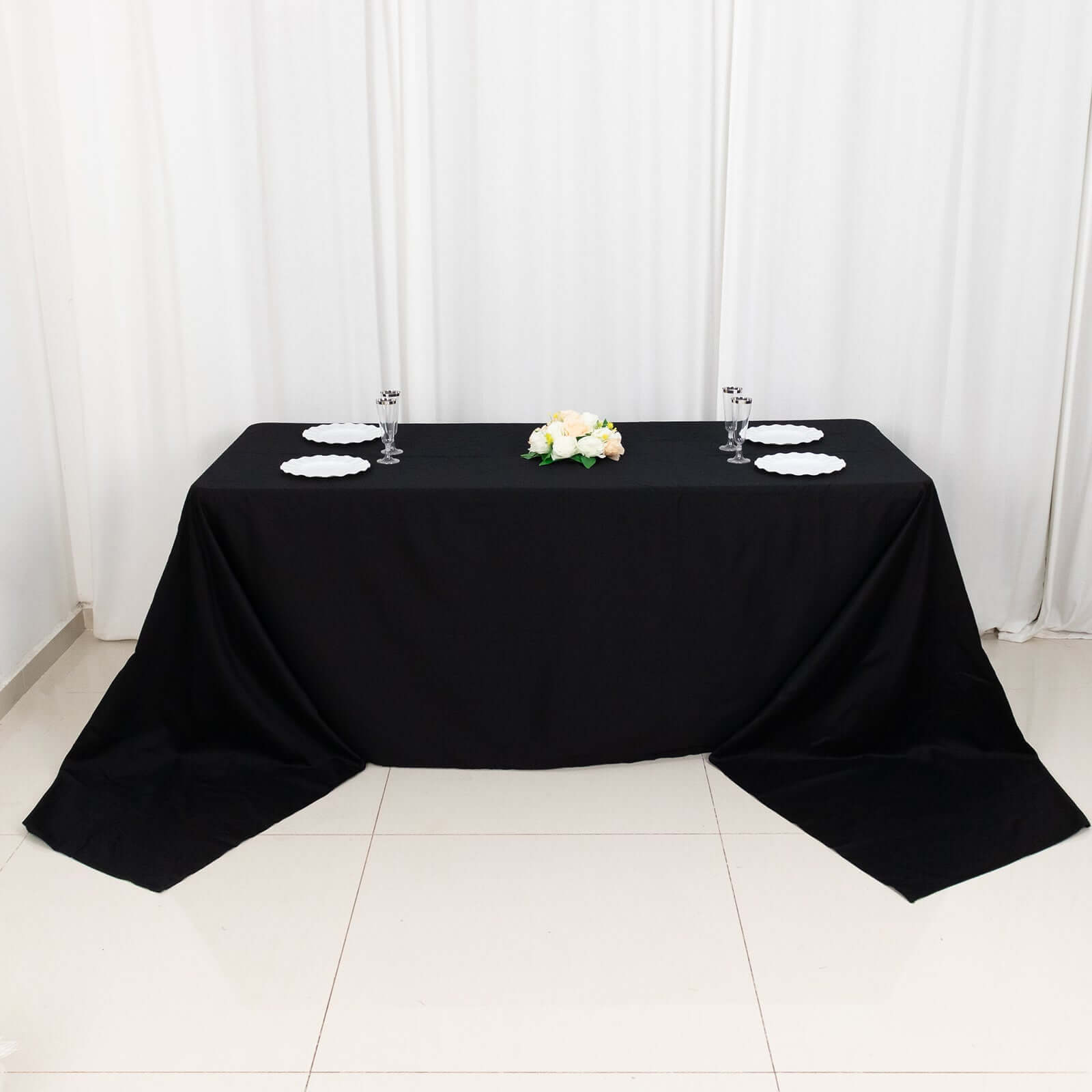 Exclusive Black 100% Cotton Seamless Tablecloth, 90x156