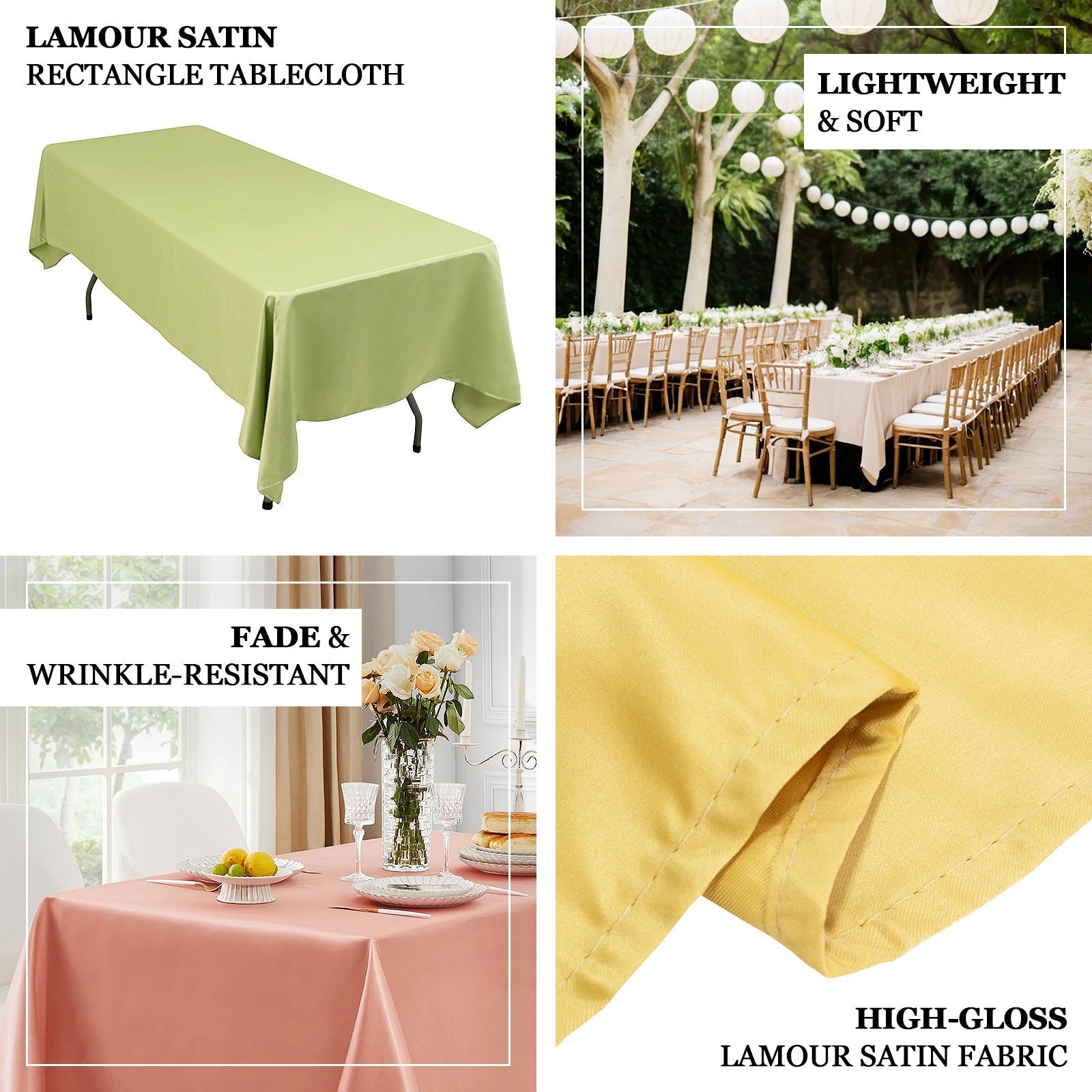 Hot Deal! Pink Lamour Satin Rectangle Tablecloth 60x102 - Durable & Silky Soft