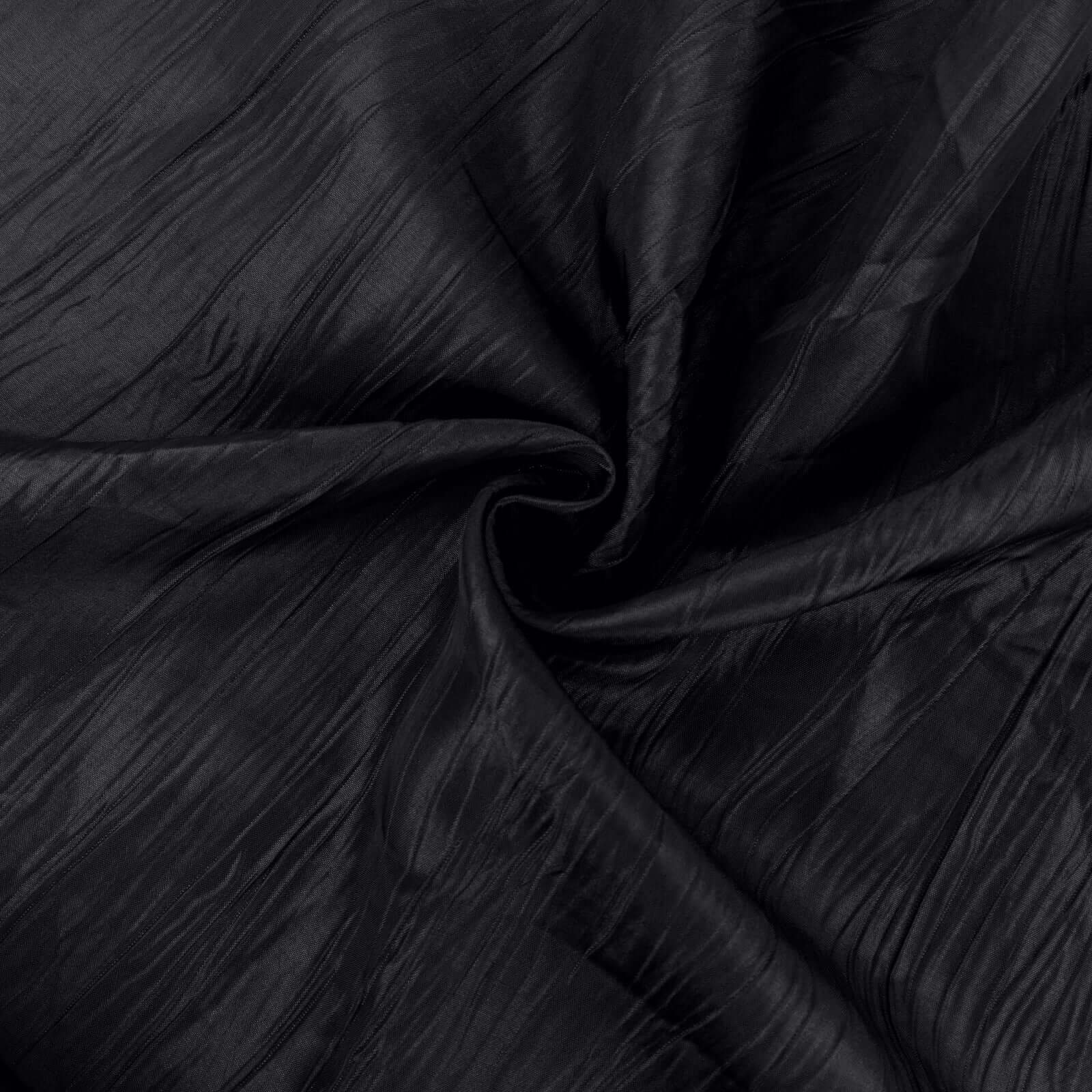 10-Yard Black Accordion Crinkle Taffeta Fabric Bolt, 54 Inches Wide