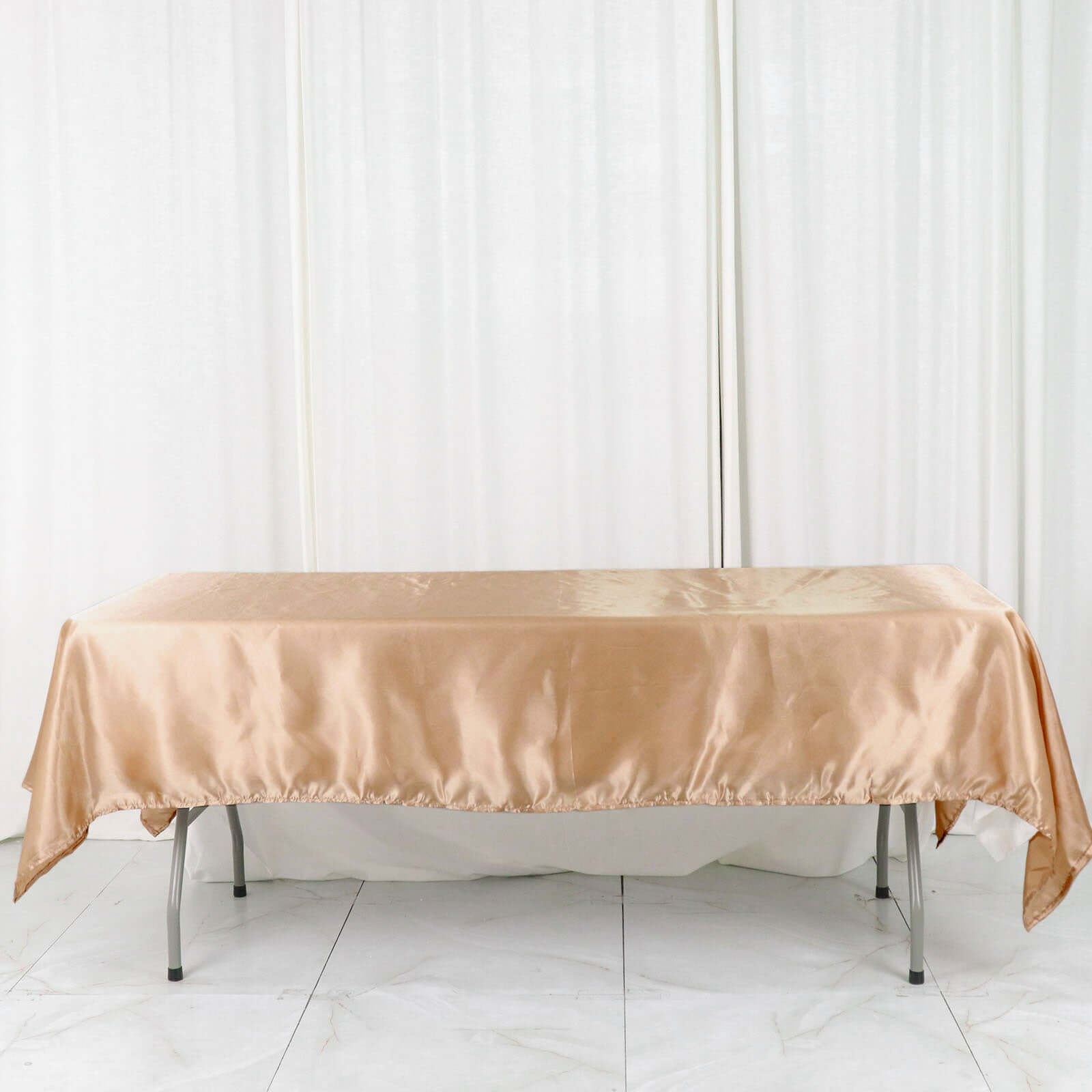 Gorgeous Nude Satin 60x102 Rectangular Tablecloth - Smooth & Lustrous
