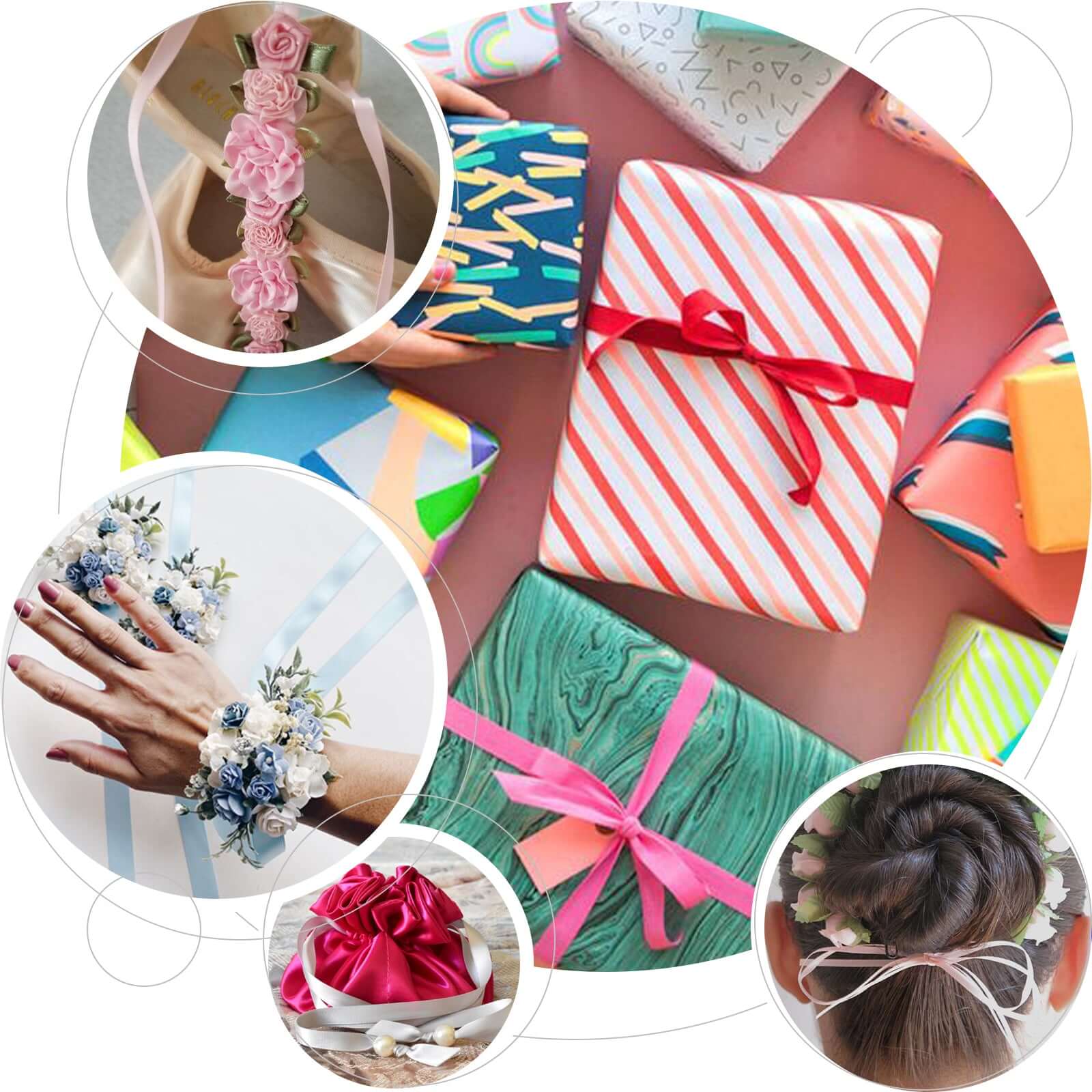 100 Yards of 3/8 Pink Single-Sided Decorative Satin Ribbon for Various Uses