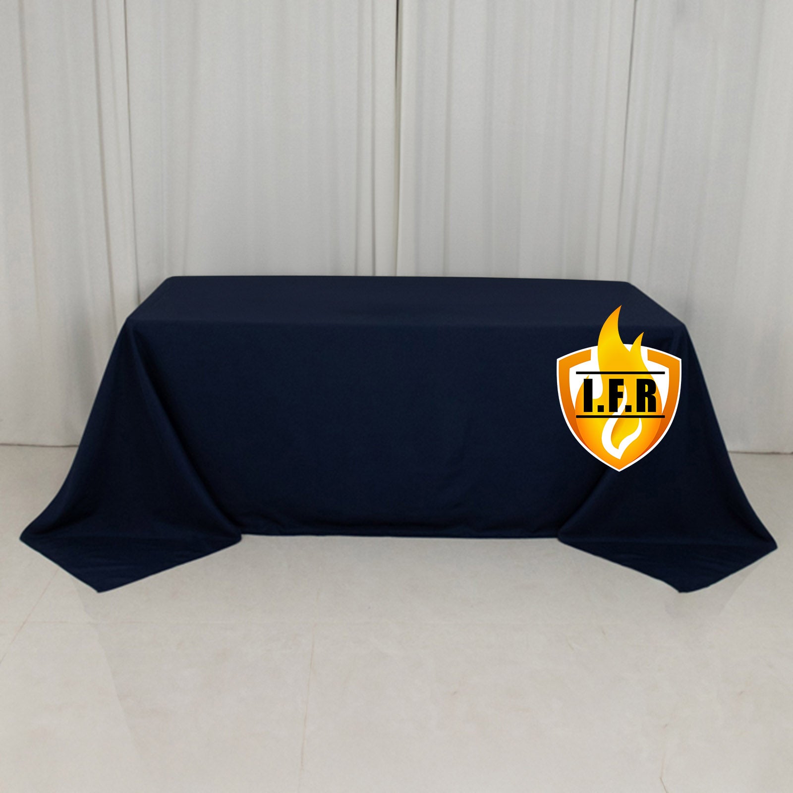Premium Navy Blue Fire - Retardant Polyester Rectangular Tablecloth (90x132) - Ideal for Events
