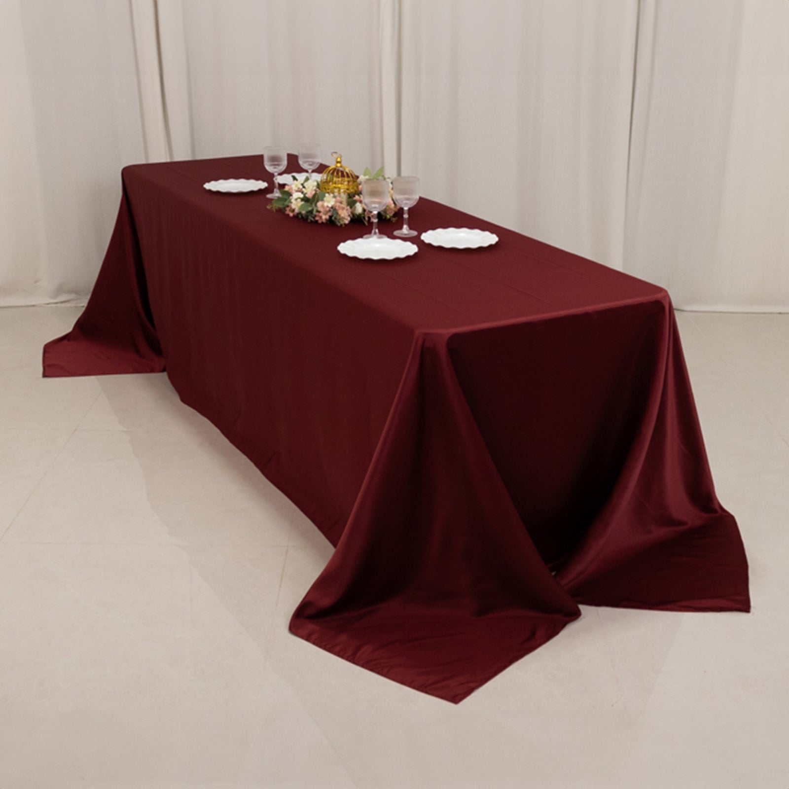 Exclusive Burgundy Lamour Satin Rectangle Tablecloth (90x156) - Soft & Seamless Luxury