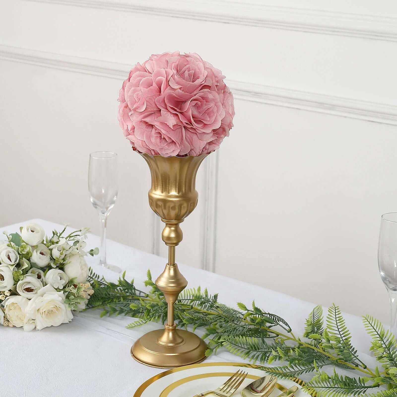 2-Pack of 7-Inch Mauve Artificial Silk Rose Kissing Balls - Ideal for Decorations