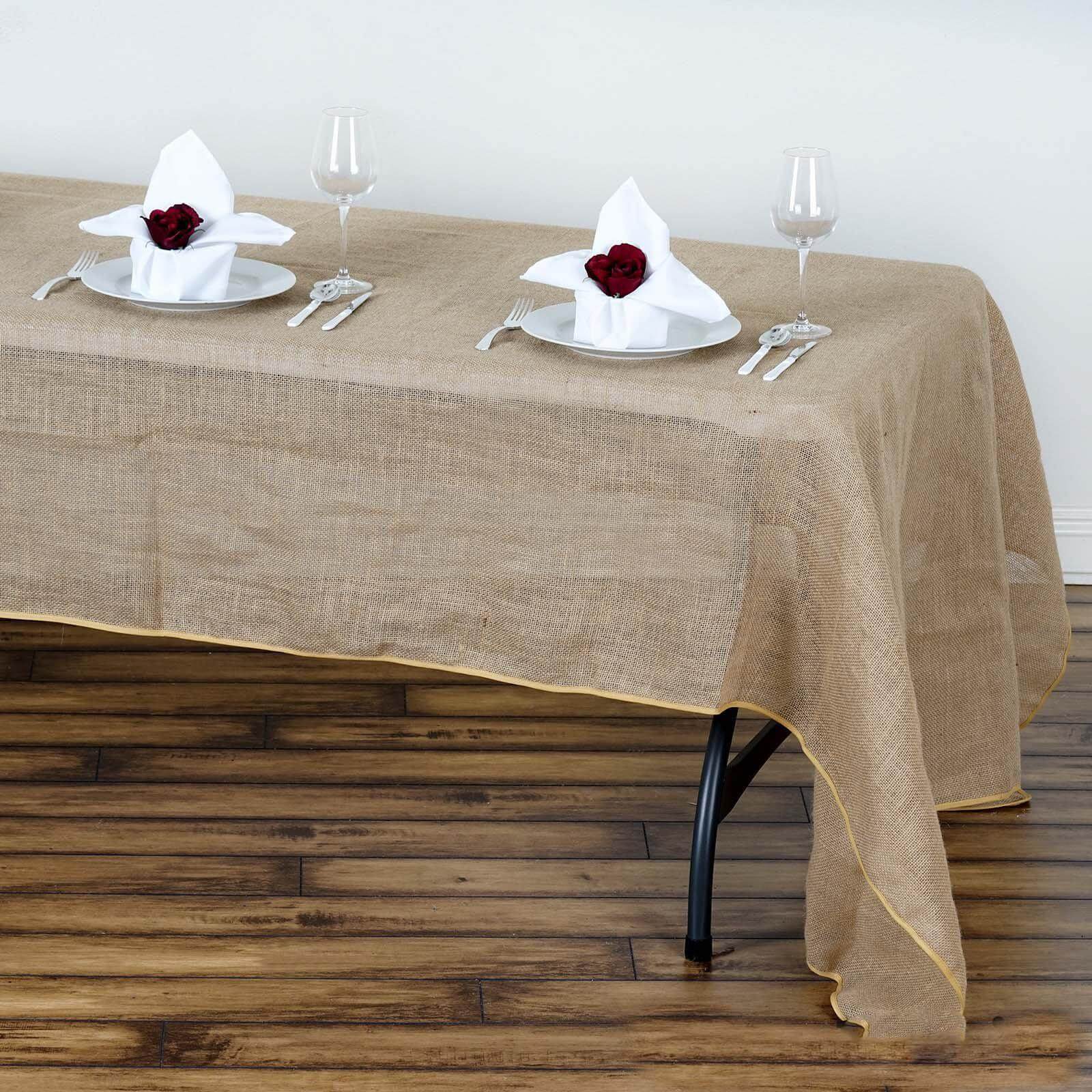 Hot! Natural Burlap Jute 60x126 Rectangle Tablecloth for Rustic Boho Decor