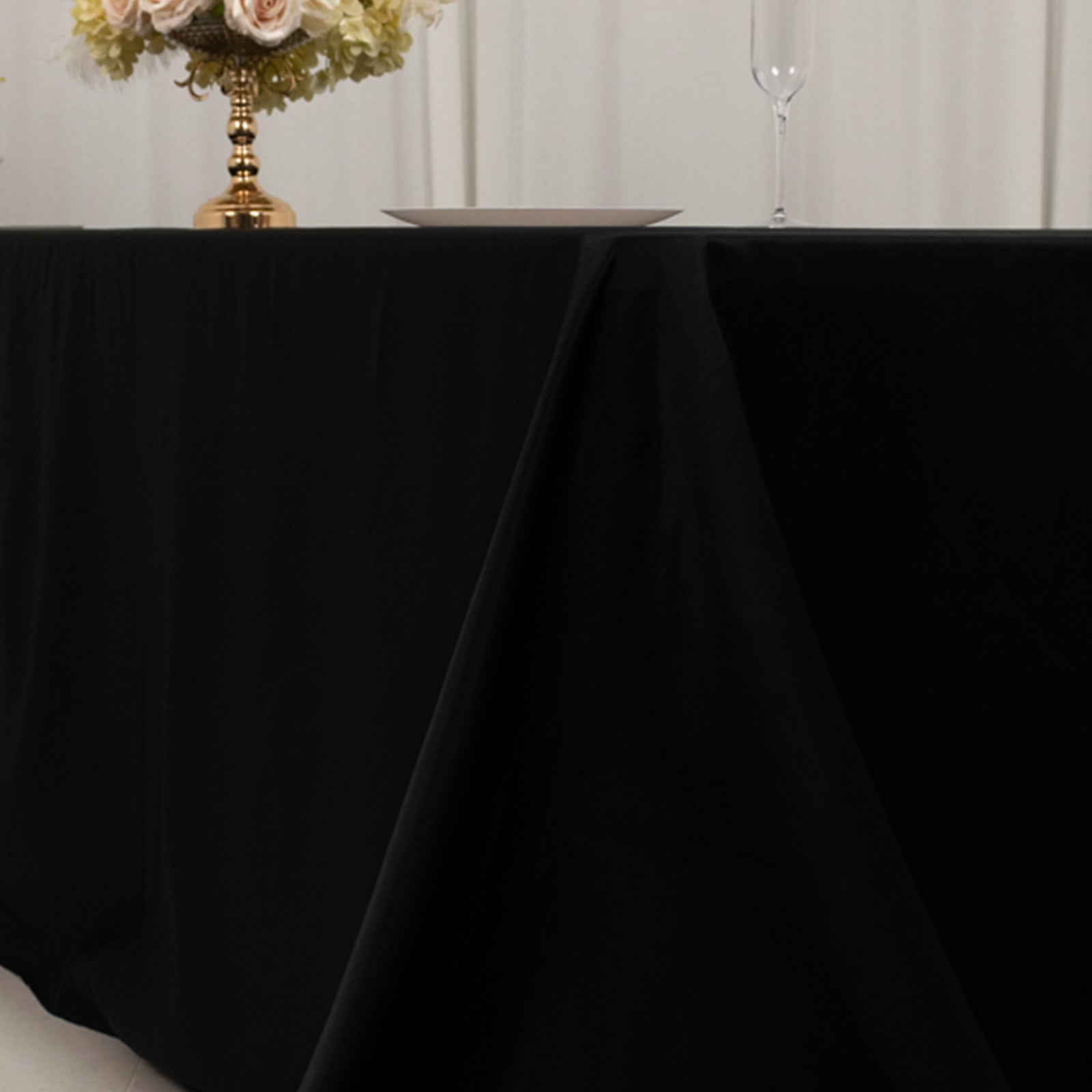 Black Lamour Satin Rectangle Tablecloth 90x156 - Luxurious & Soft for Stylish Events