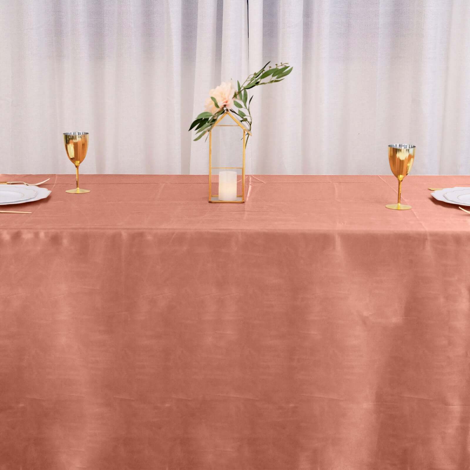 Hot Sale! Seamless Satin Terracotta (Rust) Rectangular 90x156 Tablecloth for Various Events