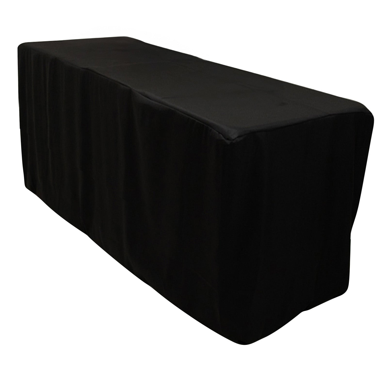 Premium Black Fitted Polyester Rectangle Tablecloth - Ideal for 8ft Tables, Durable & Stain-Resistant
