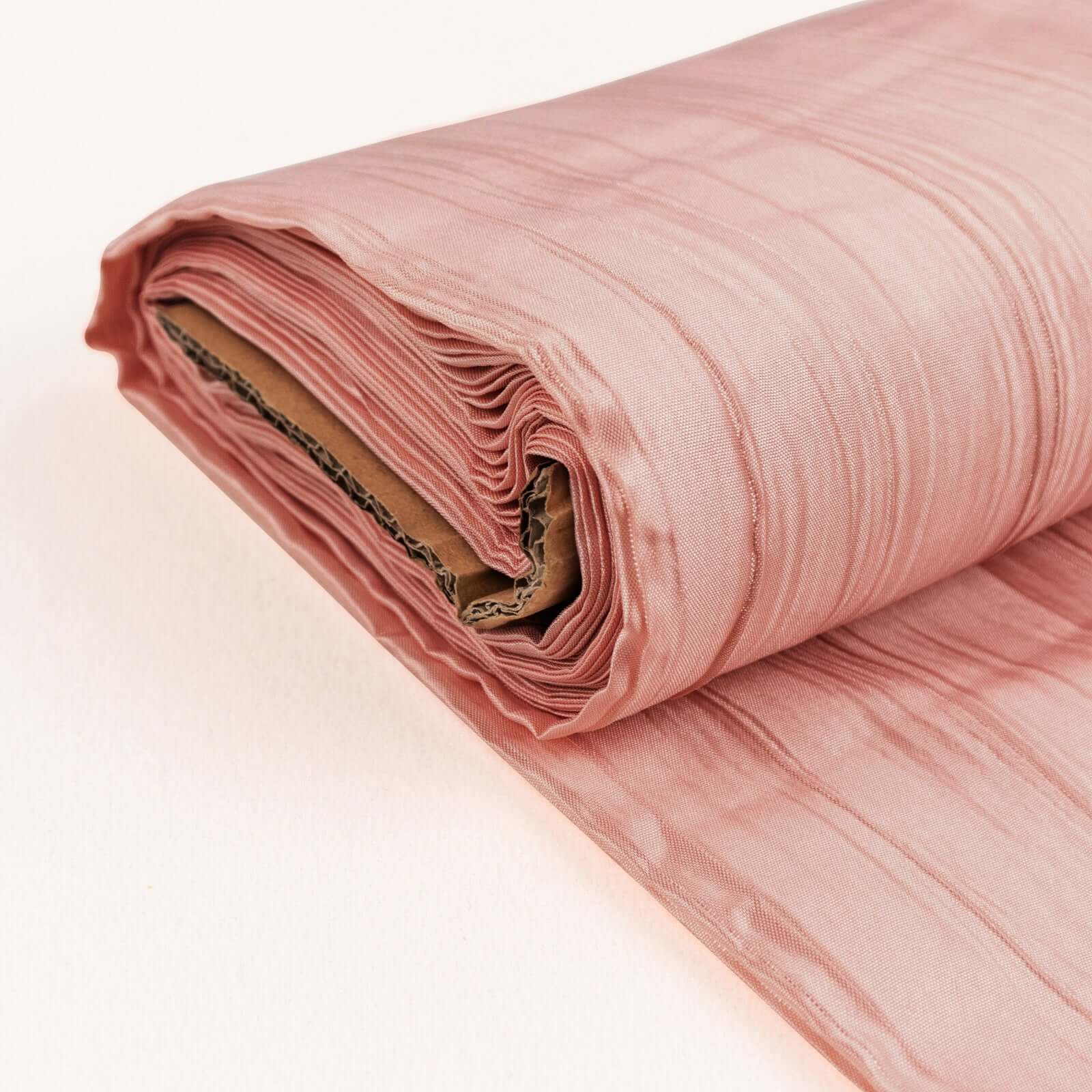 10 Yards of 54-Inch Wide Dusty Rose Accordion Crinkle Taffeta Fabric Bolt