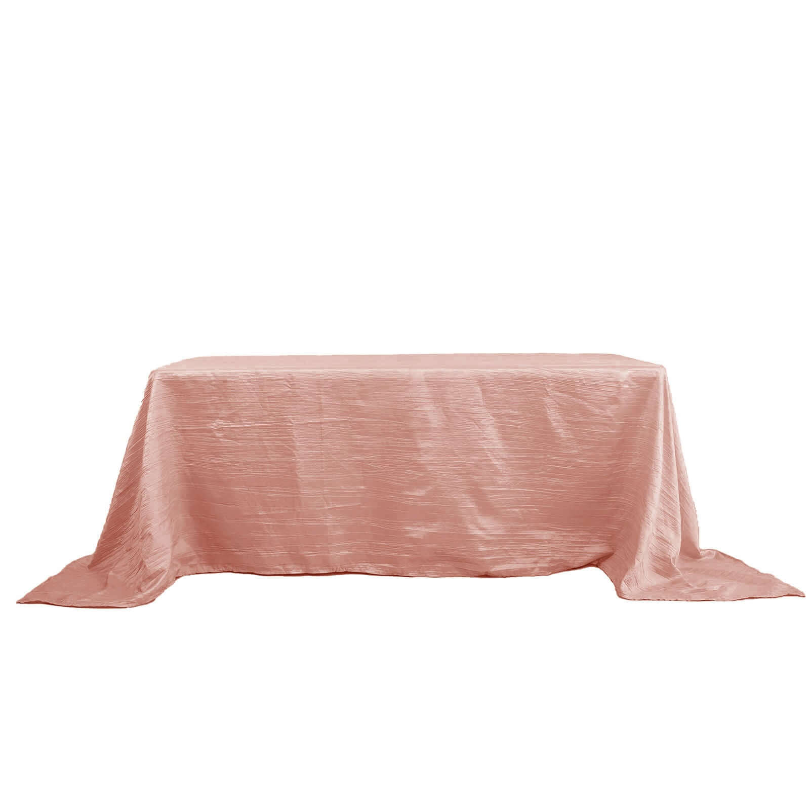Seamless Accordion Crinkle Dusty Rose Taffeta Rectangle Tablecloth 90x132