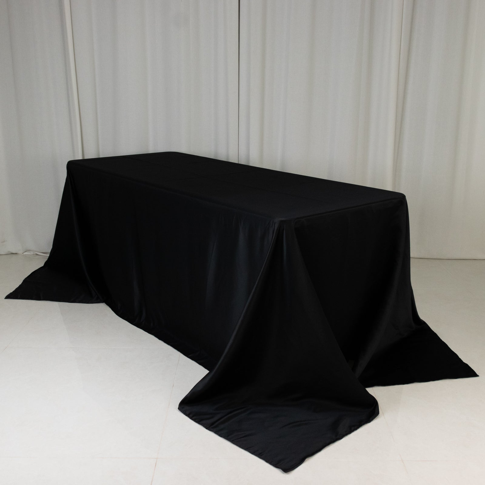 Premium Black Lamour Satin Rectangle Tablecloth 90x132 - Ideal for Weddings & Parties