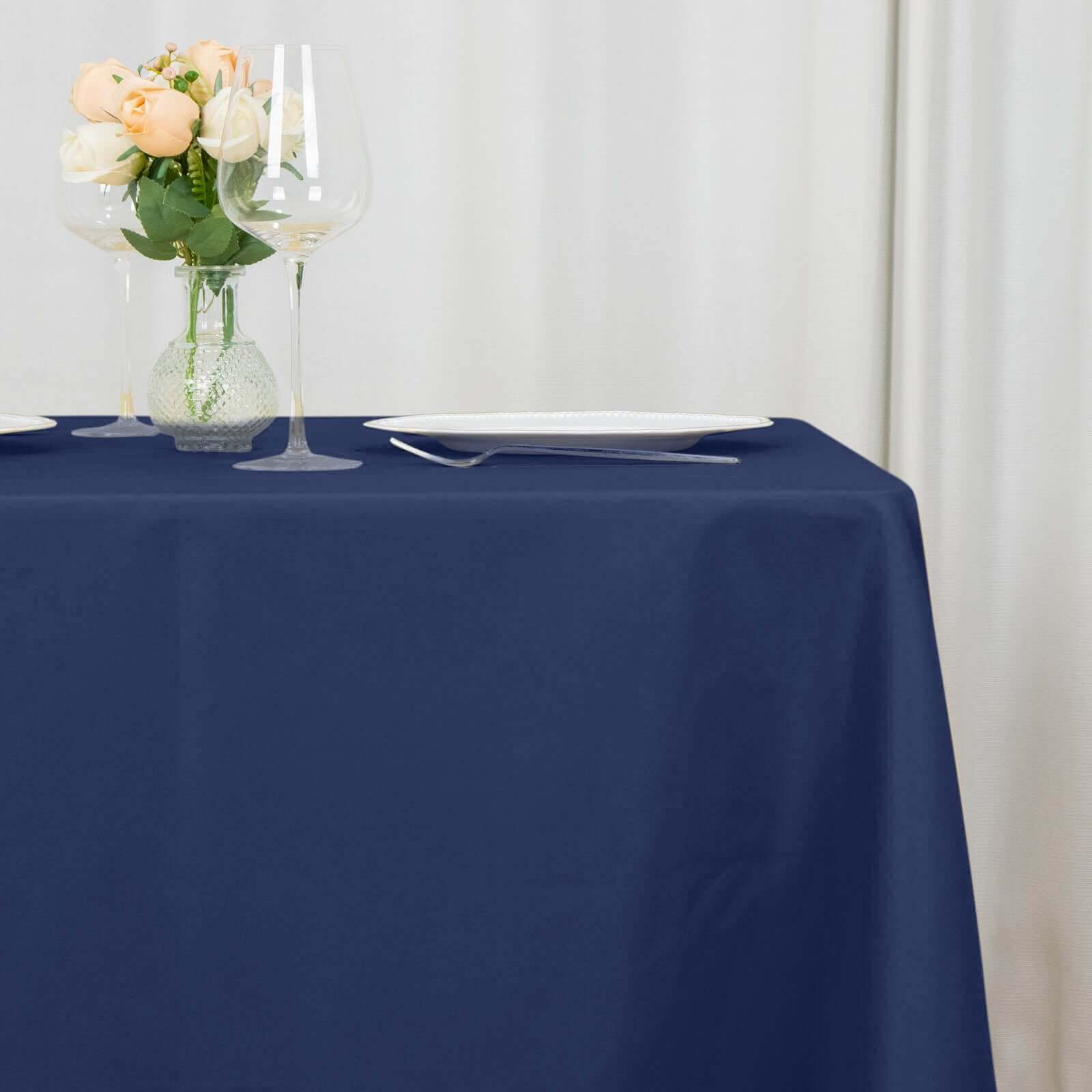 Navy Blue 70x70 Wrinkle-Resistant Premium Polyester Square Table Overlay 220GSM