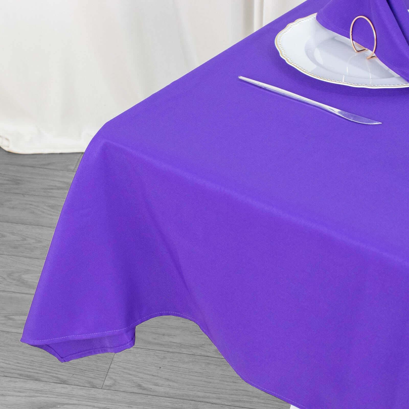 Hot! 54x54 Purple Premium Polyester Square Tablecloth - 220GSM Stain & Wrinkle-Resistant