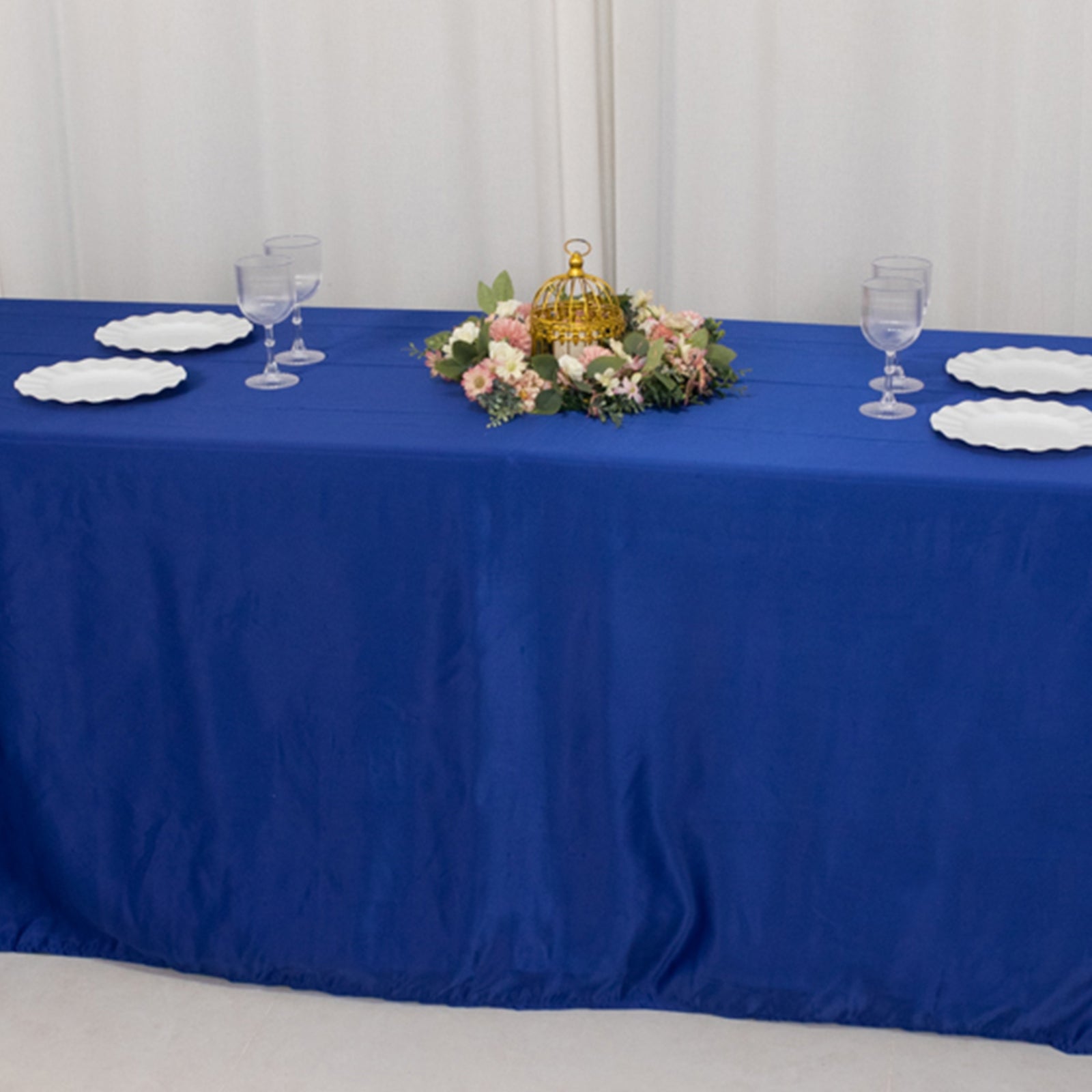 Royal Blue Lamour Satin Rectangle Tablecloth - Luxury, Soft & Seamless