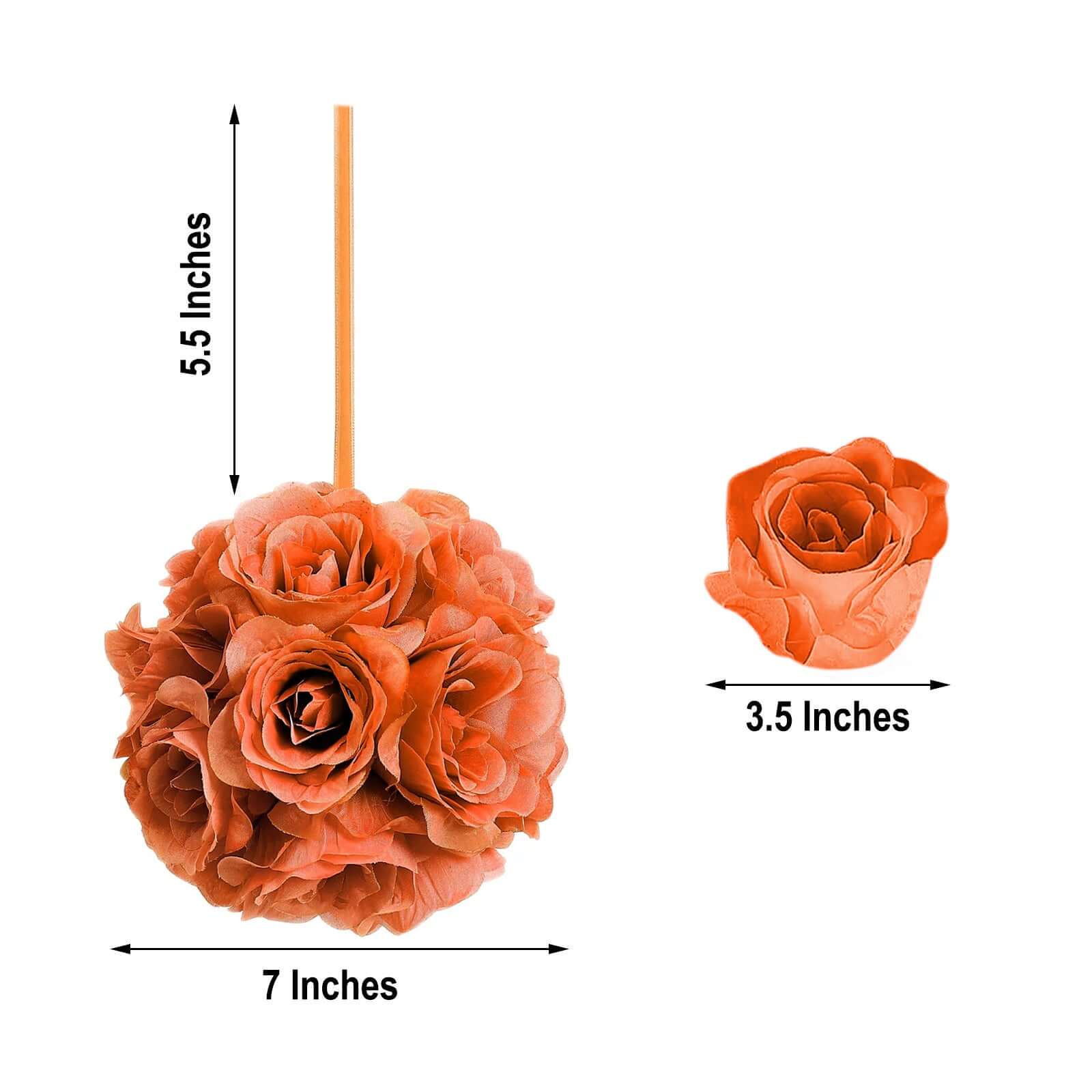 Special Offer: 2-Pack of 7-Inch Terracotta (Rust) Artificial Silk Rose Kissing Balls for Decor