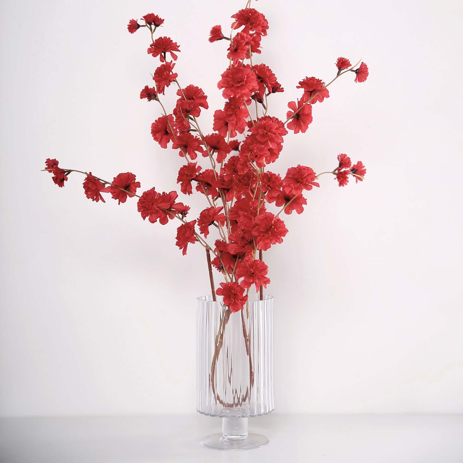 42-Inch Tall Red Artificial Silk Carnation Flower Stems - Set of 2 Branches
