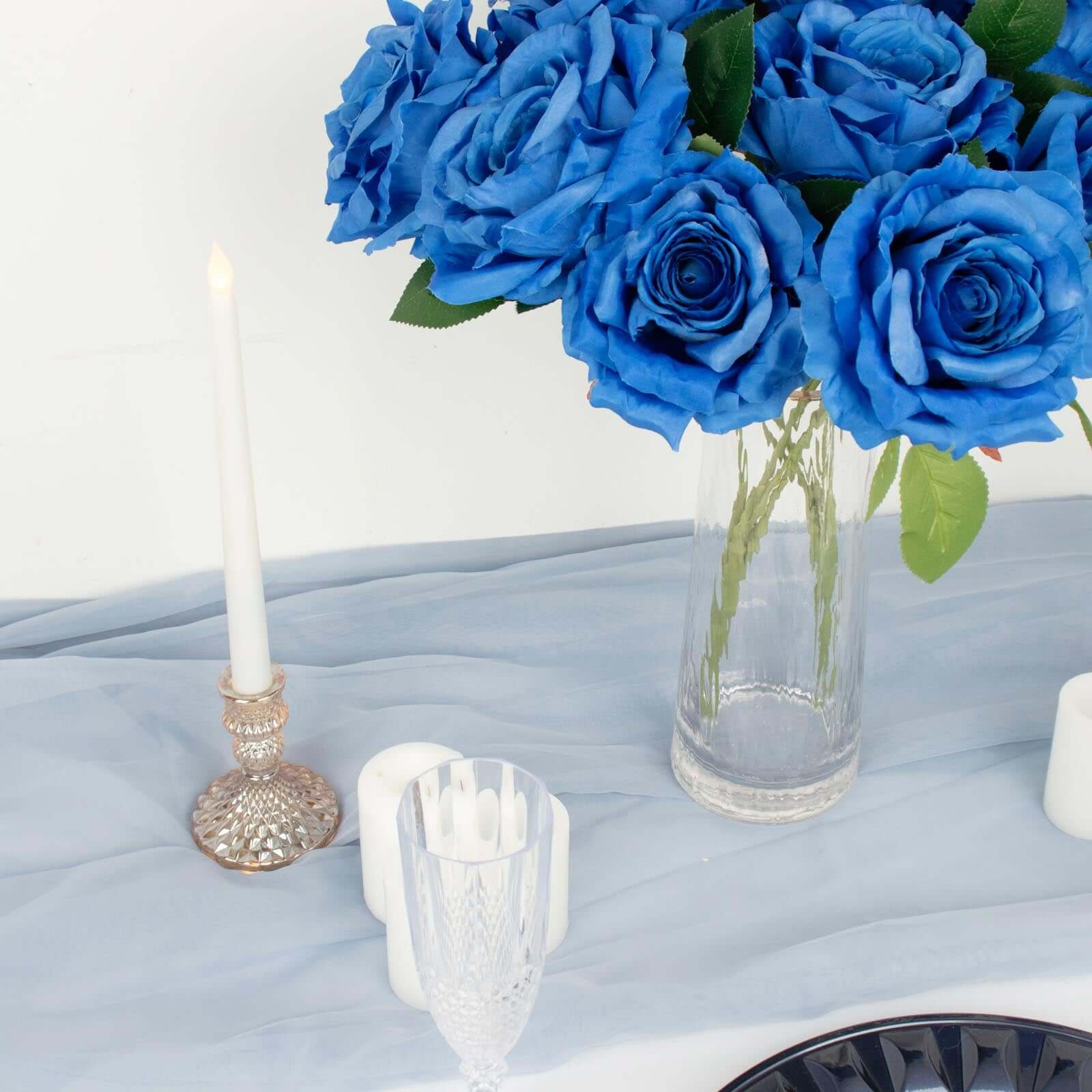 17' Royal Blue Premium Silk Jumbo Rose Flower Bouquet - High - Quality Artificial for Weddings
