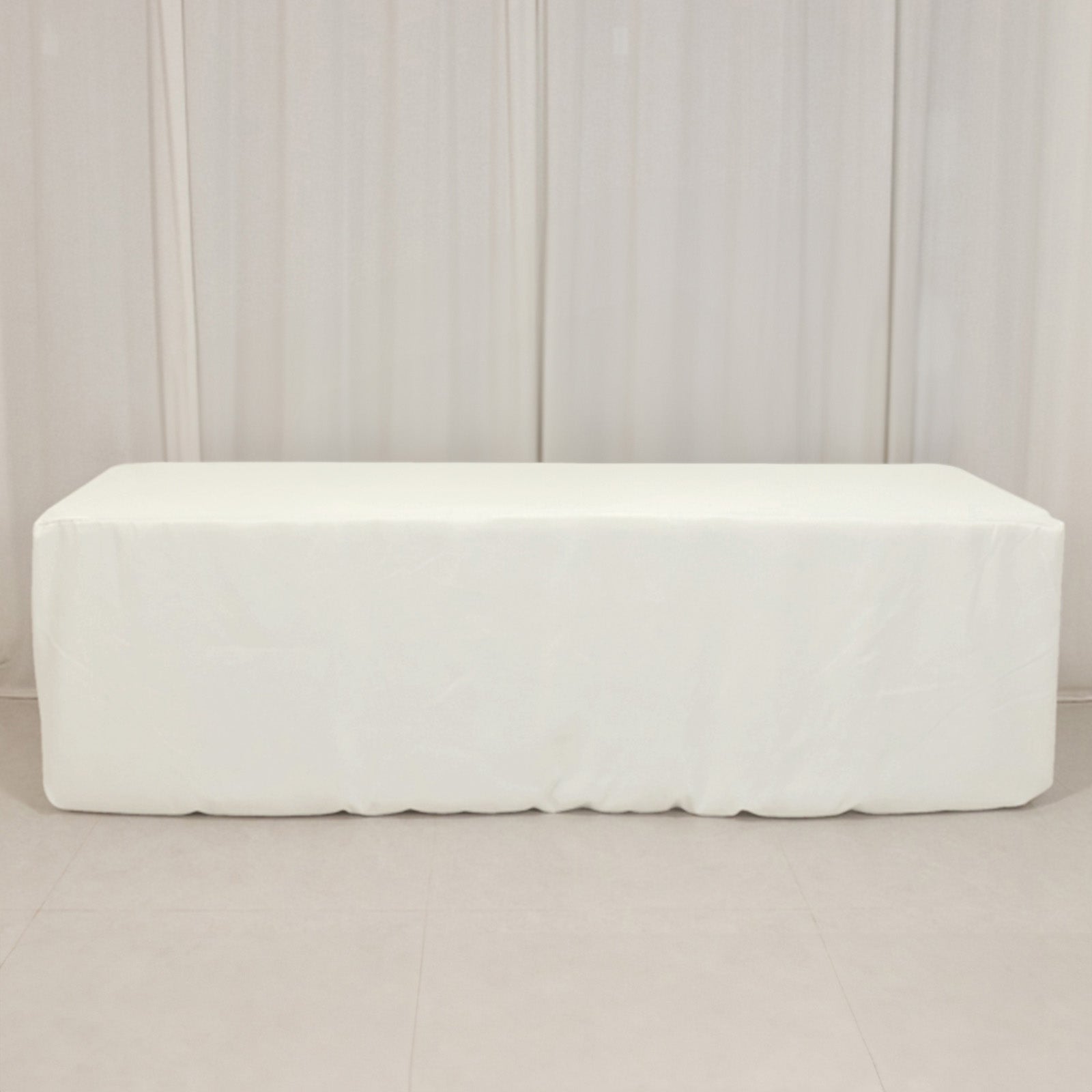 Hot! 8ft Ivory Fitted Fire Retardant Premium Polyester Rectangular Tablecloth