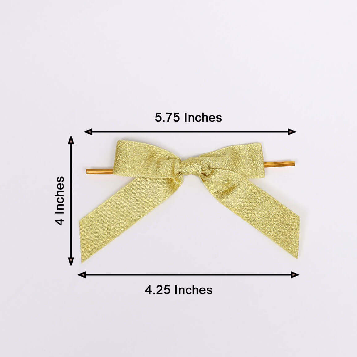 50 Pcs Gold Glitter Nylon Ribbon Bows with Twist Ties - Ideal for Gift Baskets & Party Favors