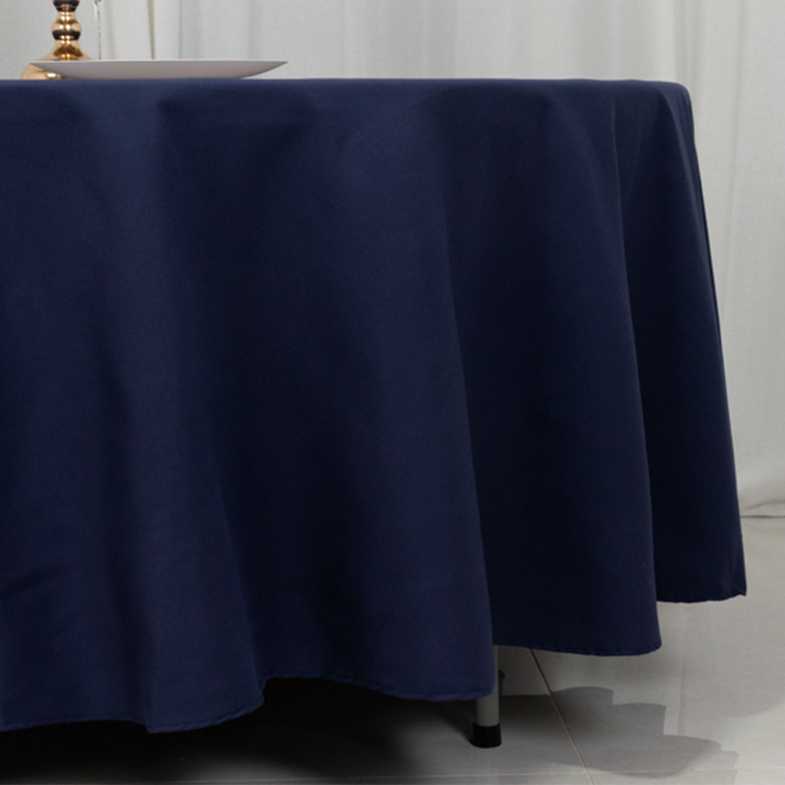 Navy Blue 108" Wrinkle-Resistant Cotton Blend Round Tablecloth - Perfect for Events
