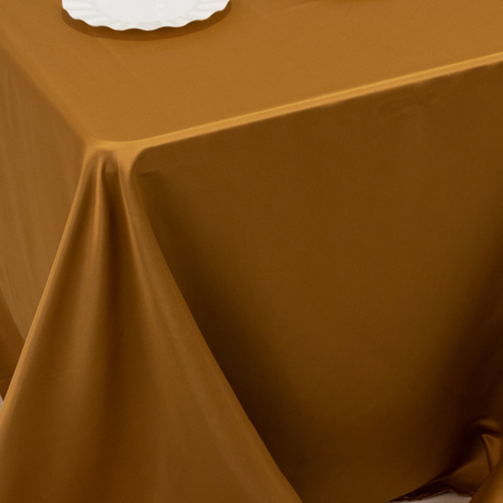 Luxurious Gold Lamour Satin 90x132 Rectangle Seamless Tablecloth for Weddings and Parties