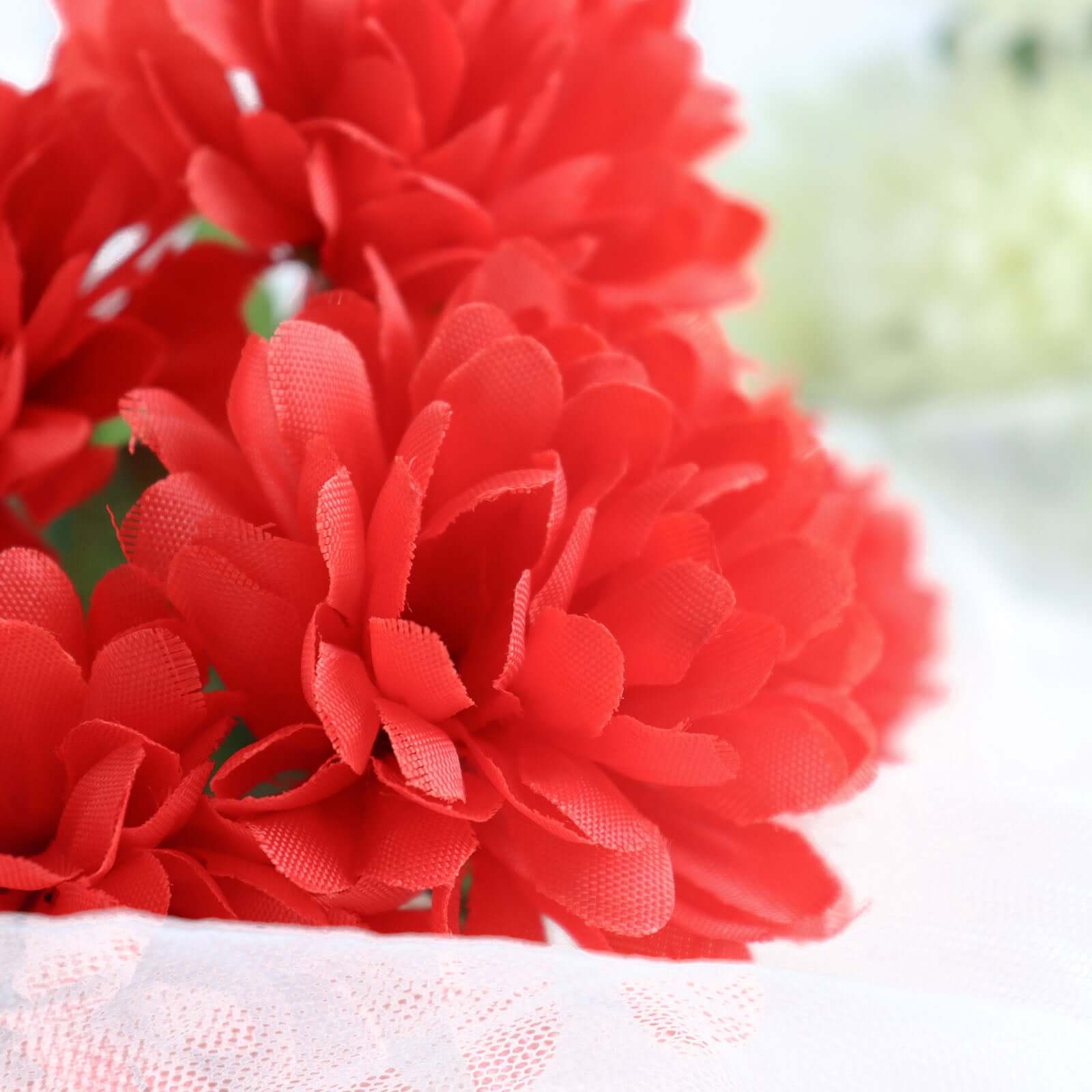Hot Sale! 12 Bushes of Red Artificial Silk Chrysanthemum Flower Bouquets for Decor