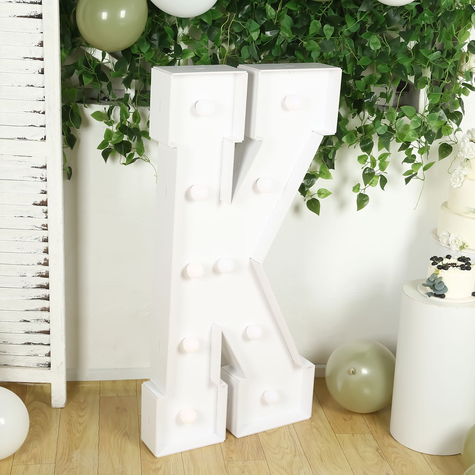 4ft White Giant LED Marquee Letter K with 10 Warm White Battery - Operated LEDs, Glue Gun & Sticks