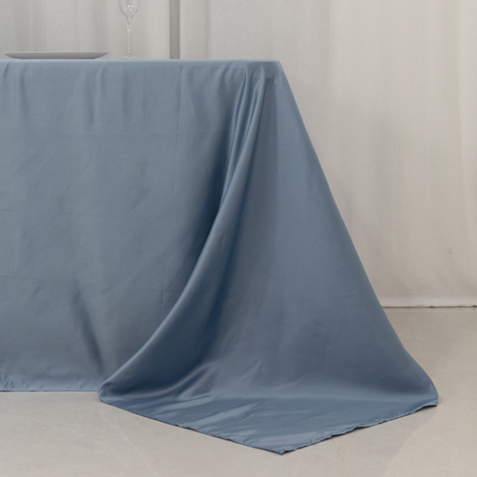 Dusty Blue Lamour Satin Rectangle Tablecloth - 90x156, Luxurious & Soft