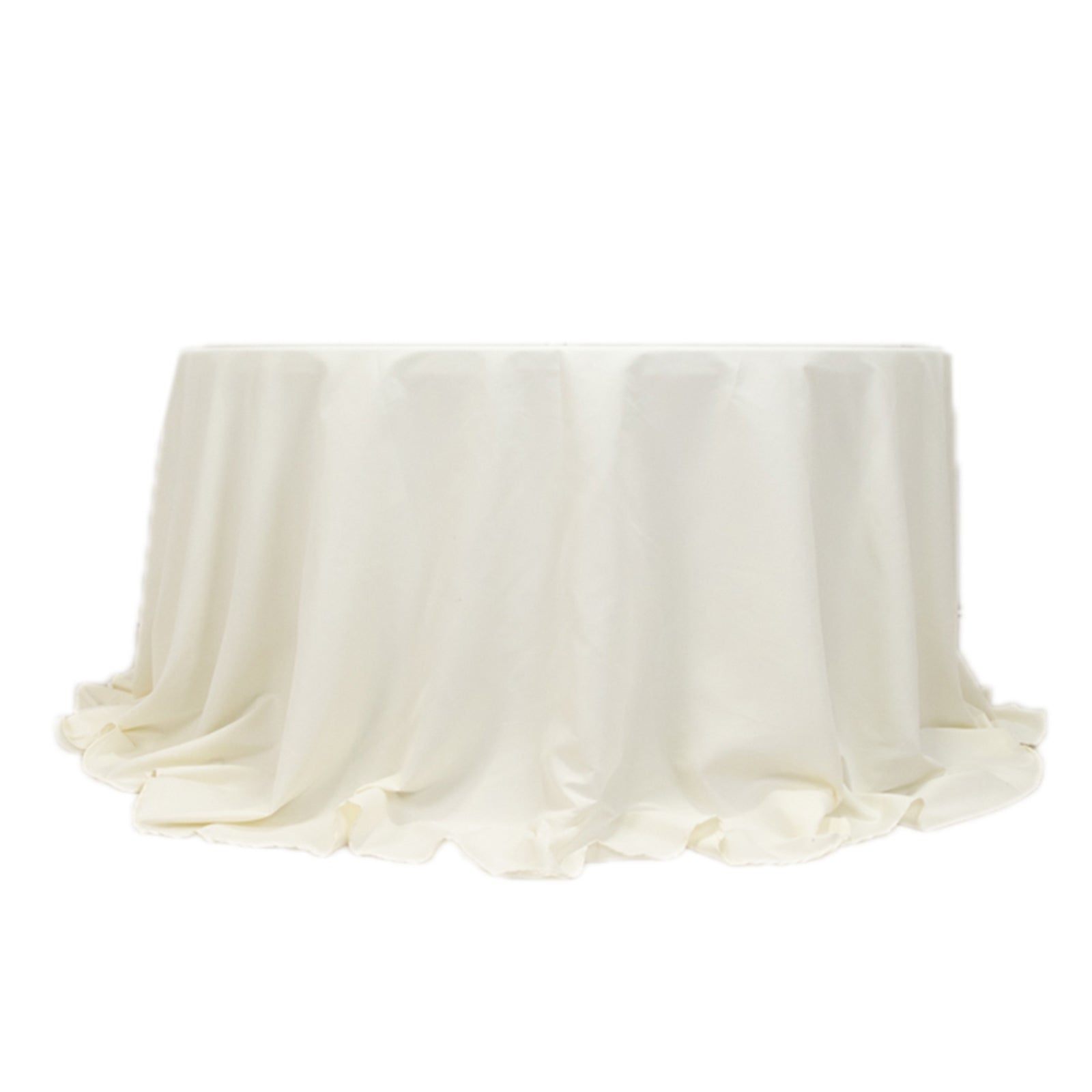 Ivory 132" Seamless Wrinkle-Resistant Cotton Blend Round Tablecloth - Ideal for Events