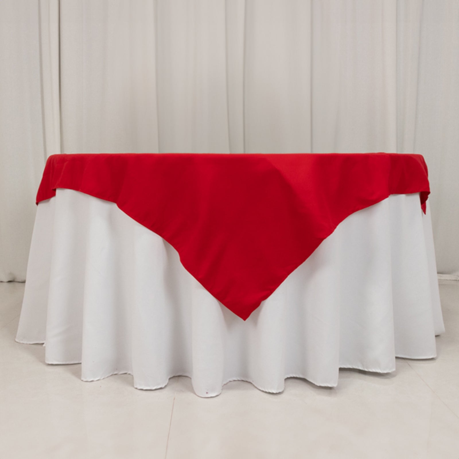Red 54x54 Wrinkle-Resistant Cotton Blend Square Table Overlay - Ideal for Events