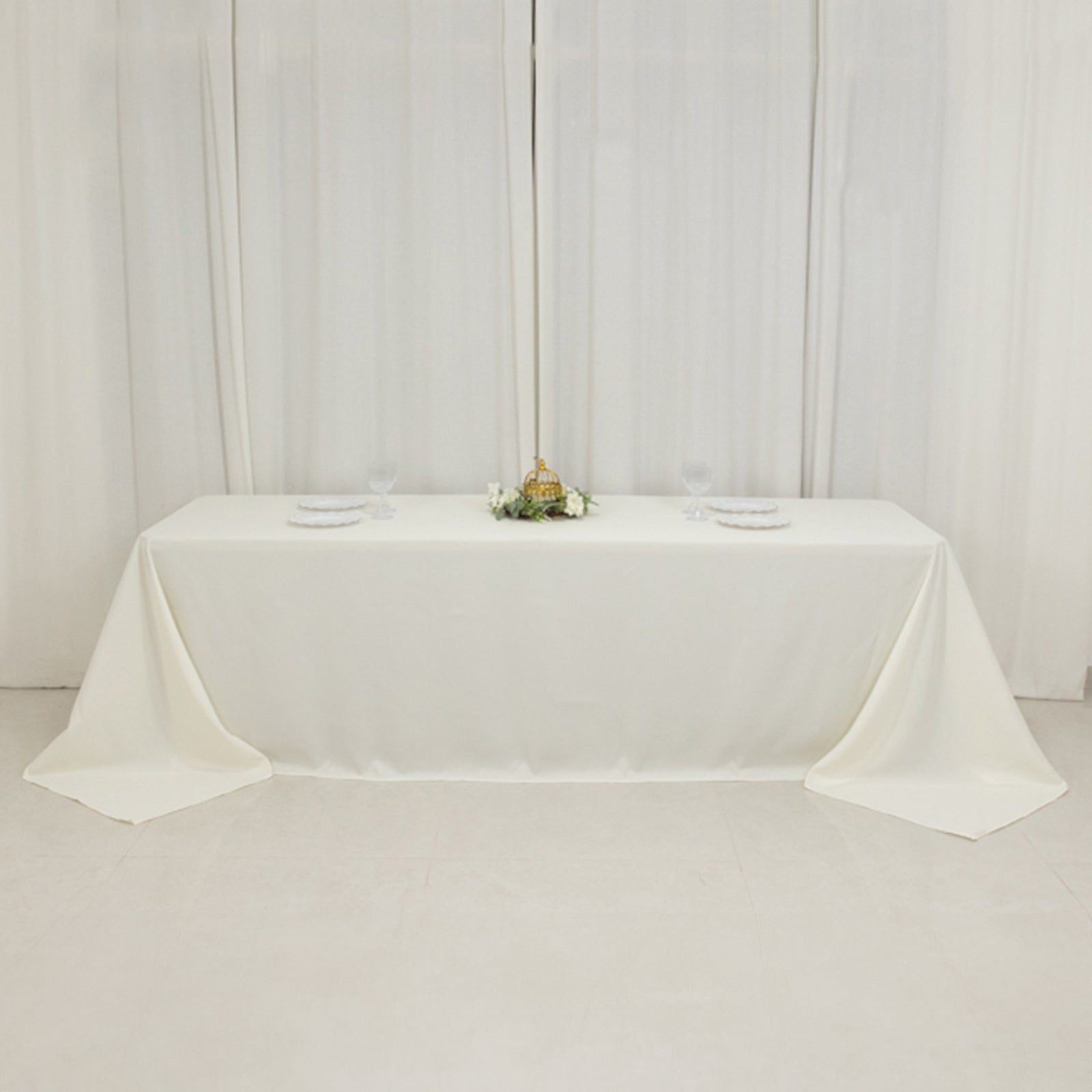 Ivory High - Performance Seamless Fire - Retardant Premium Polyester 90x156 Rectangular Tablecloth