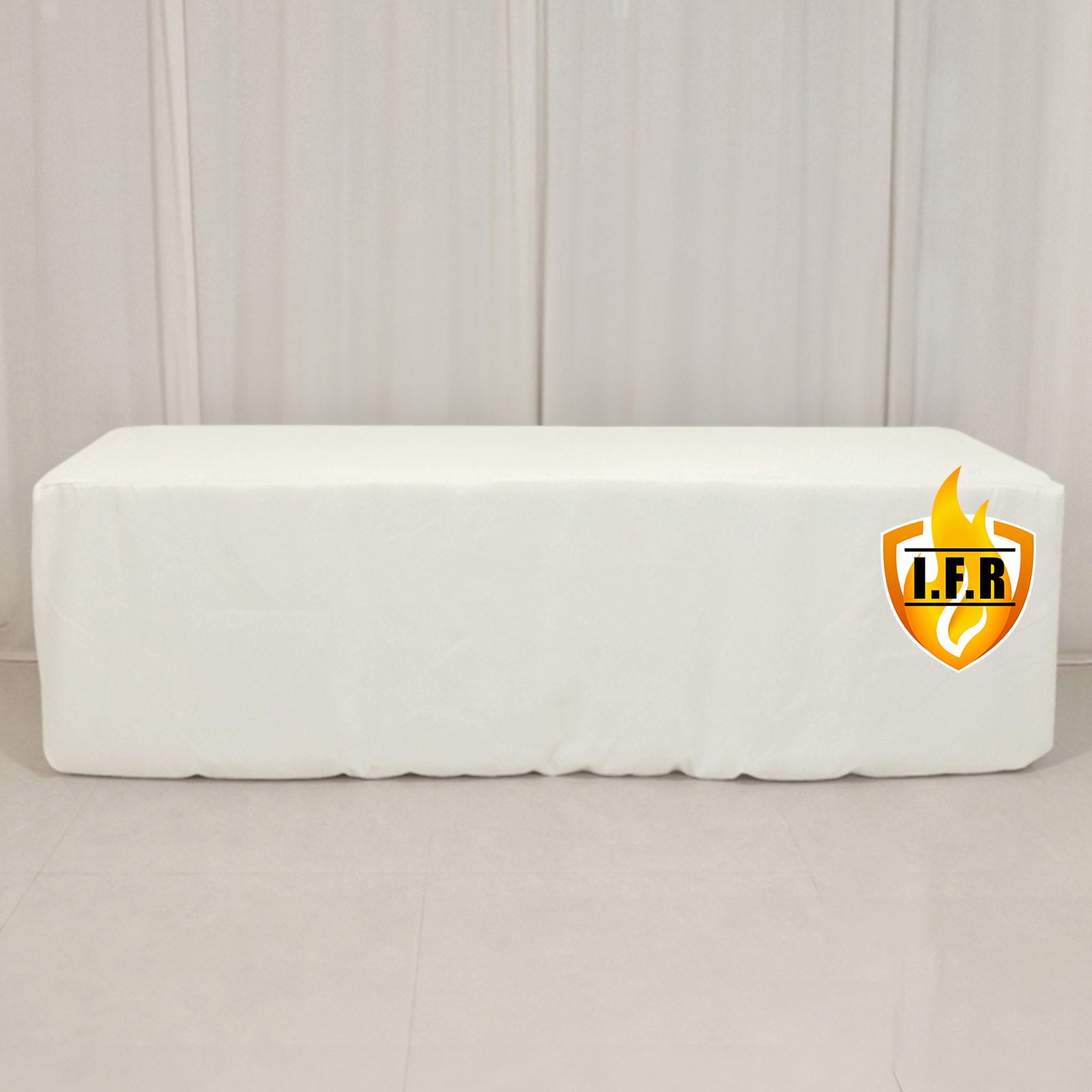Hot! 8ft Ivory Fitted Fire Retardant Premium Polyester Rectangular Tablecloth