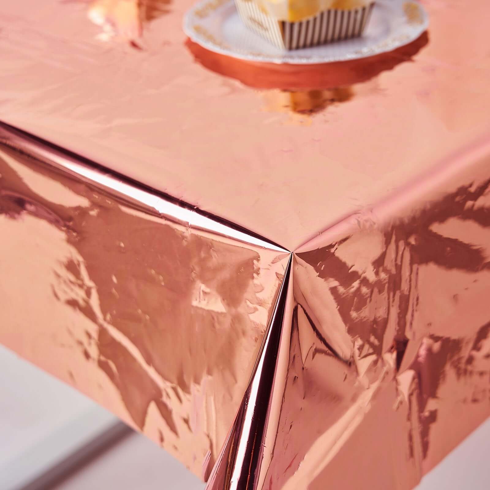Rose Gold Disposable Metallic Foil Rectangle Tablecloth 40x90 - Ideal for Party Decor