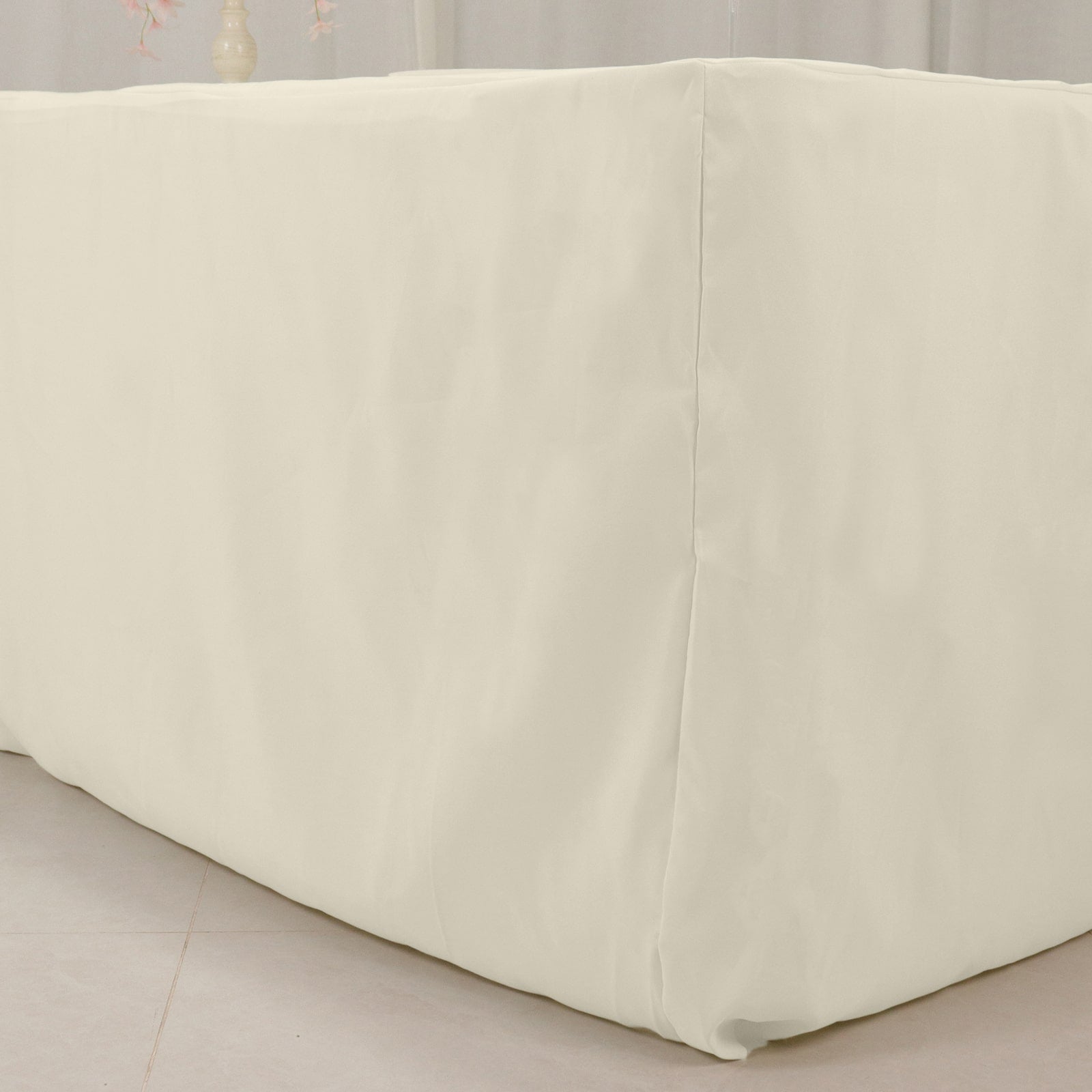 Ivory 8ft Premium Polyester Rectangle Tablecloth - 220GSM, Durable & Fitted