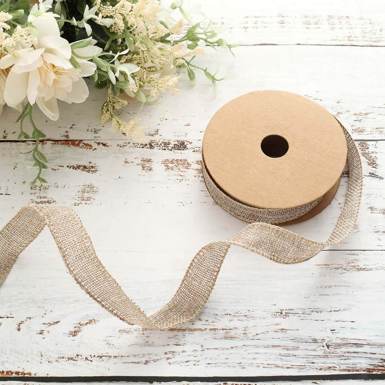 10 Yards 7/8 Natural Tone Jute Burlap Ribbons - Ideal for Decor