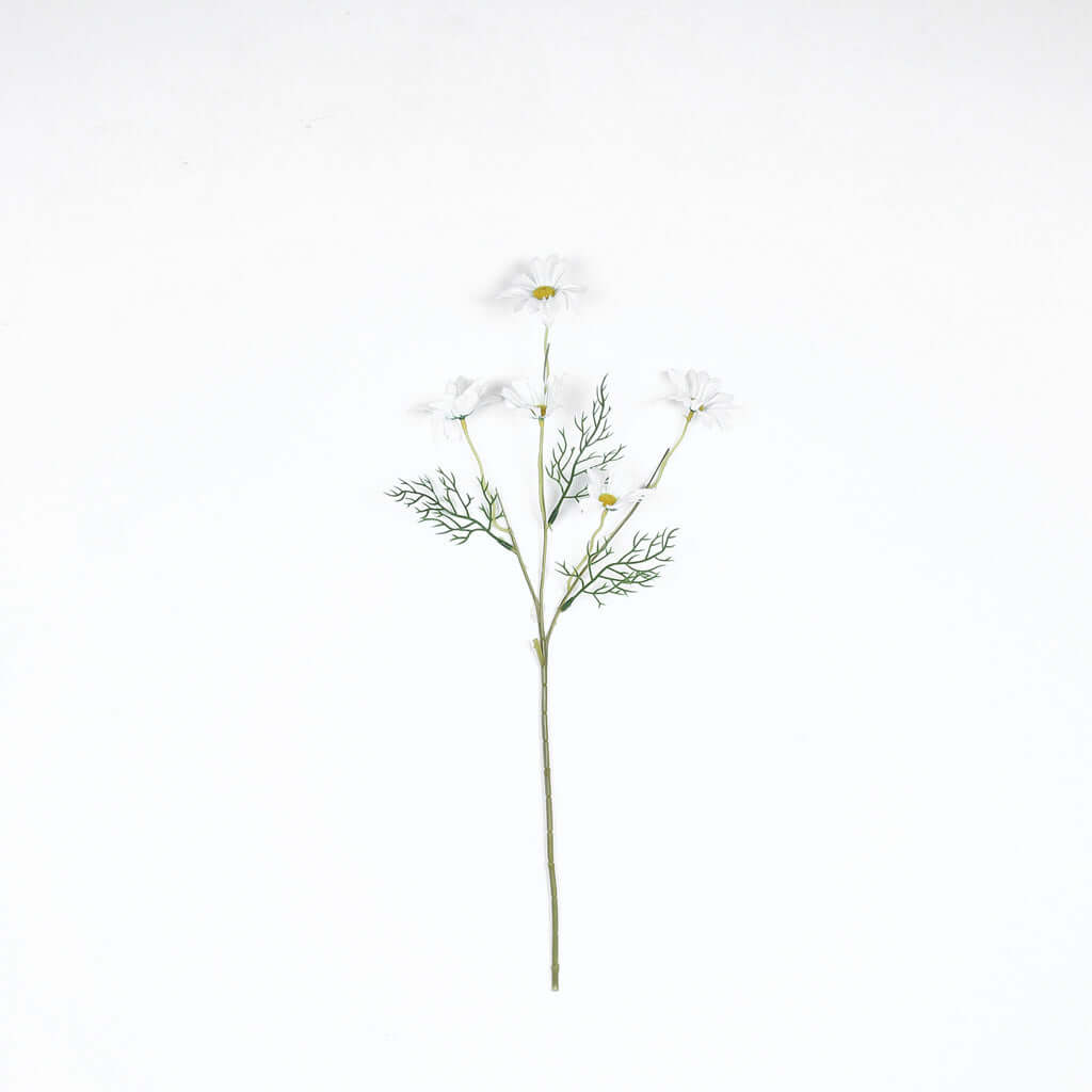 6-Bush White Artificial Silk Daisy Flower Stem Bouquet for Decor