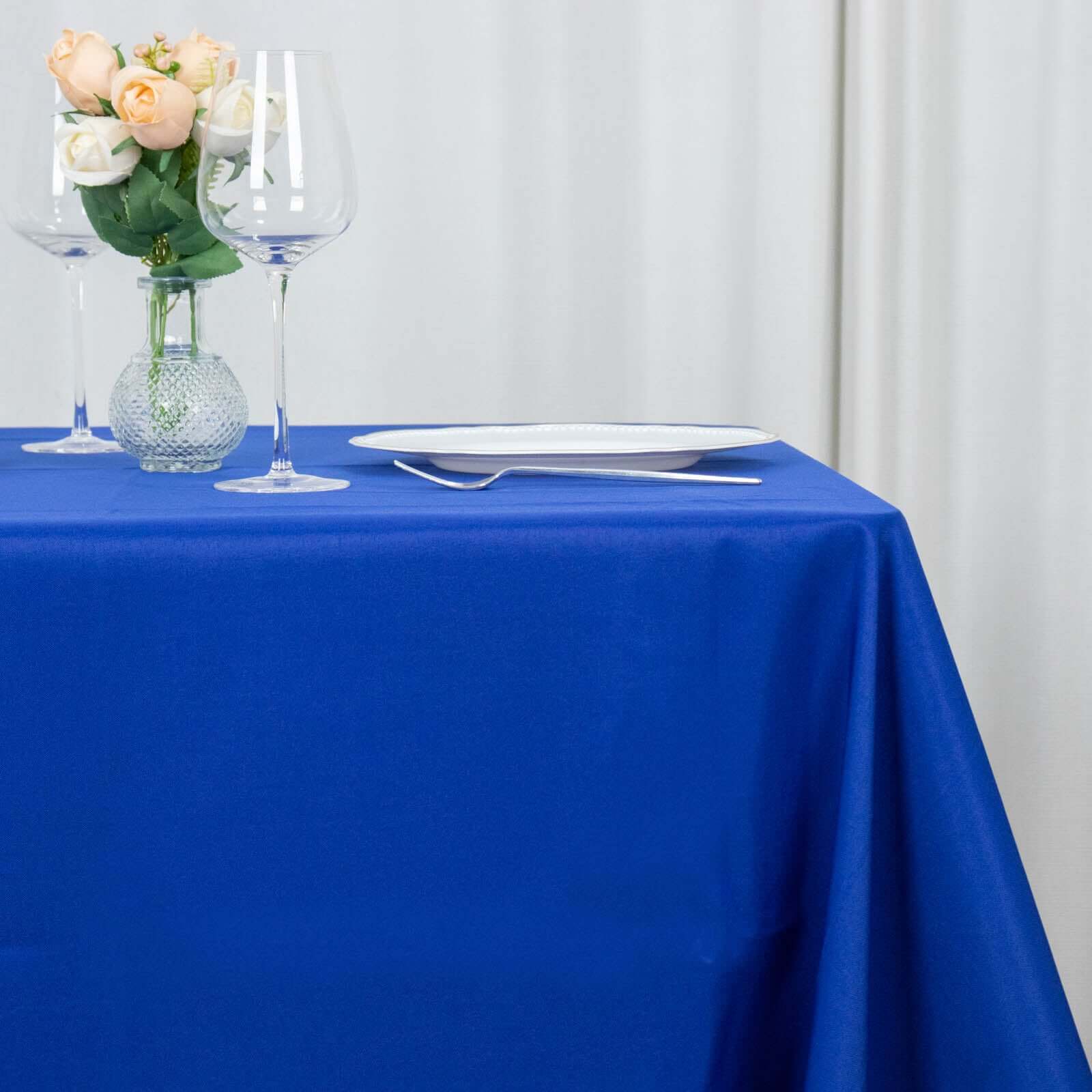 Hot Sale! Royal Blue 70x70 Premium Polyester Wrinkle-Resistant Square Table Cover for Events