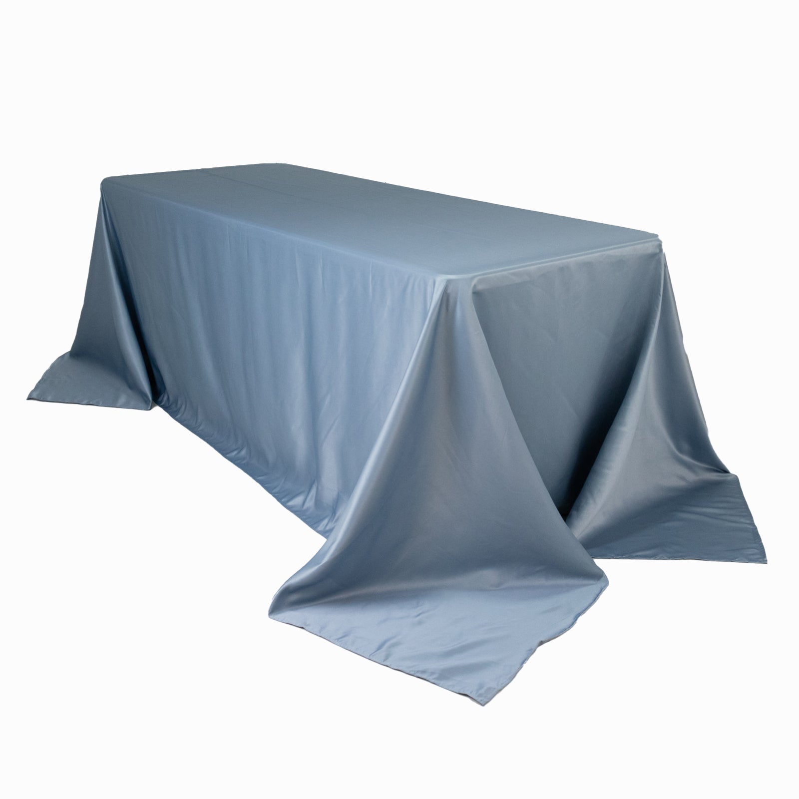 Soft and Silk-Like Dusty Blue Lamour Satin Rectangle Tablecloth 90x132